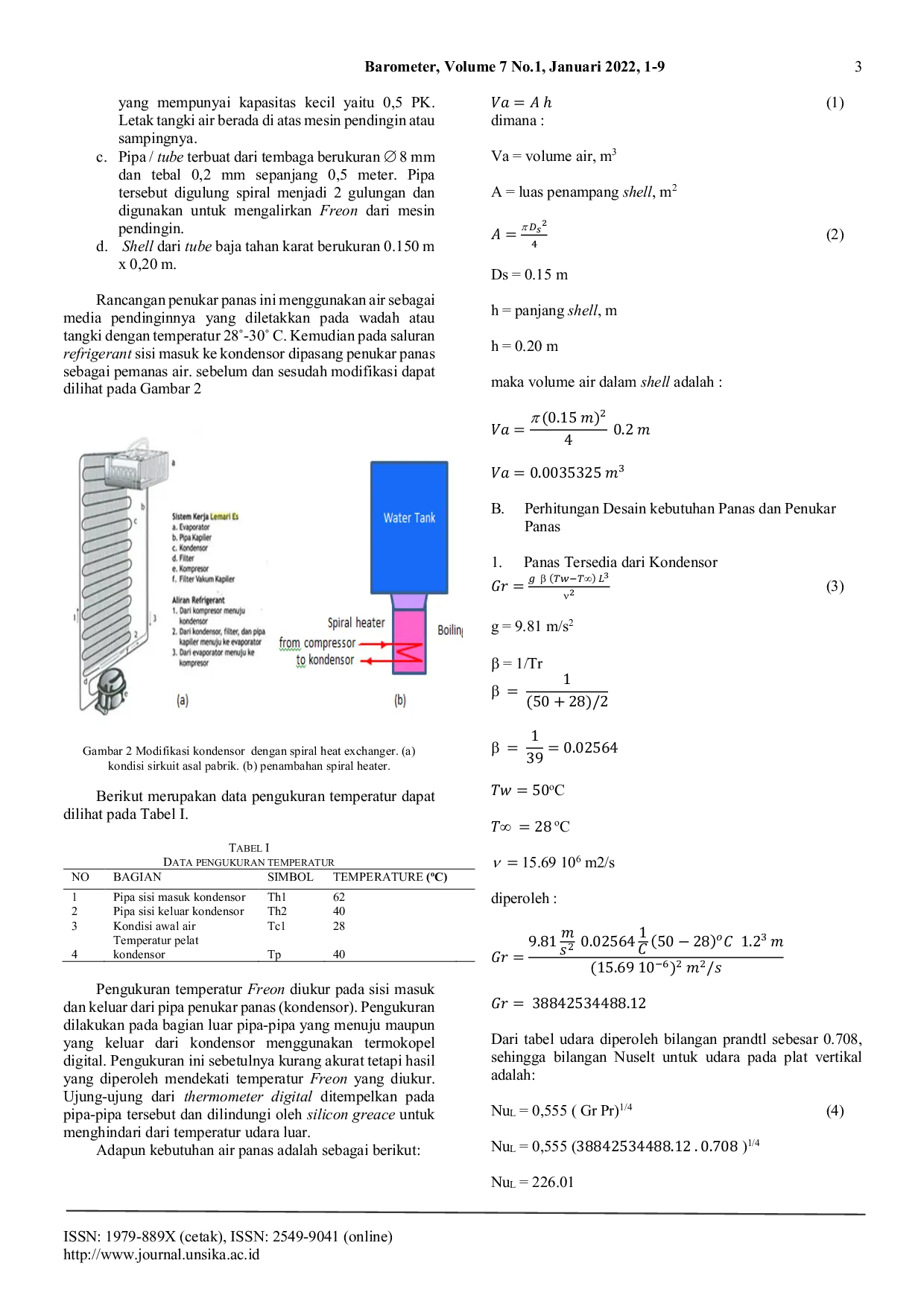 JURIS PERANCANGAN PEMANAS AIR DENGAN SUMBER PANAS DARI KONDENSOR MESIN REFRIGERATOR 0 5 PK Bahasa Indonesia