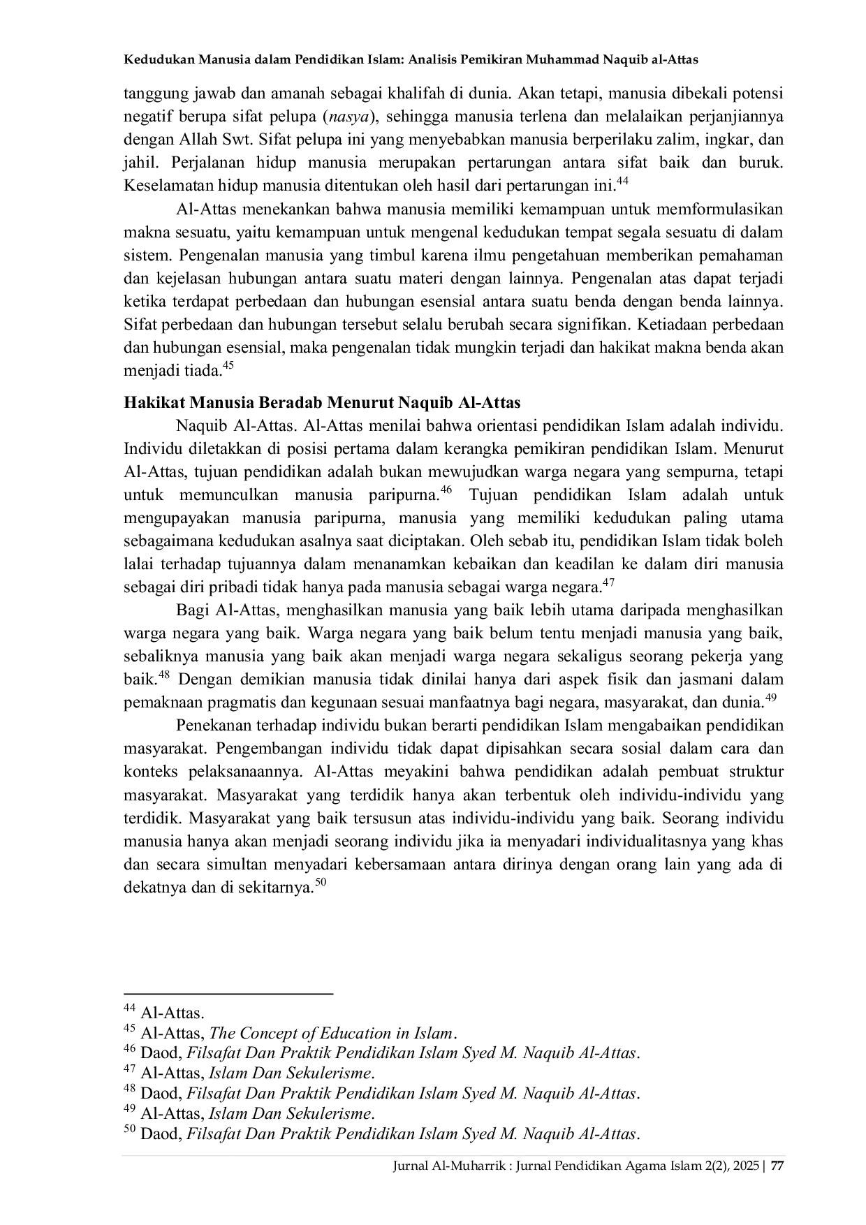JURIS Kedudukan Manusia dalam Pendidikan Islam Analisis Pemikiran Muhammad Naquib al Attas