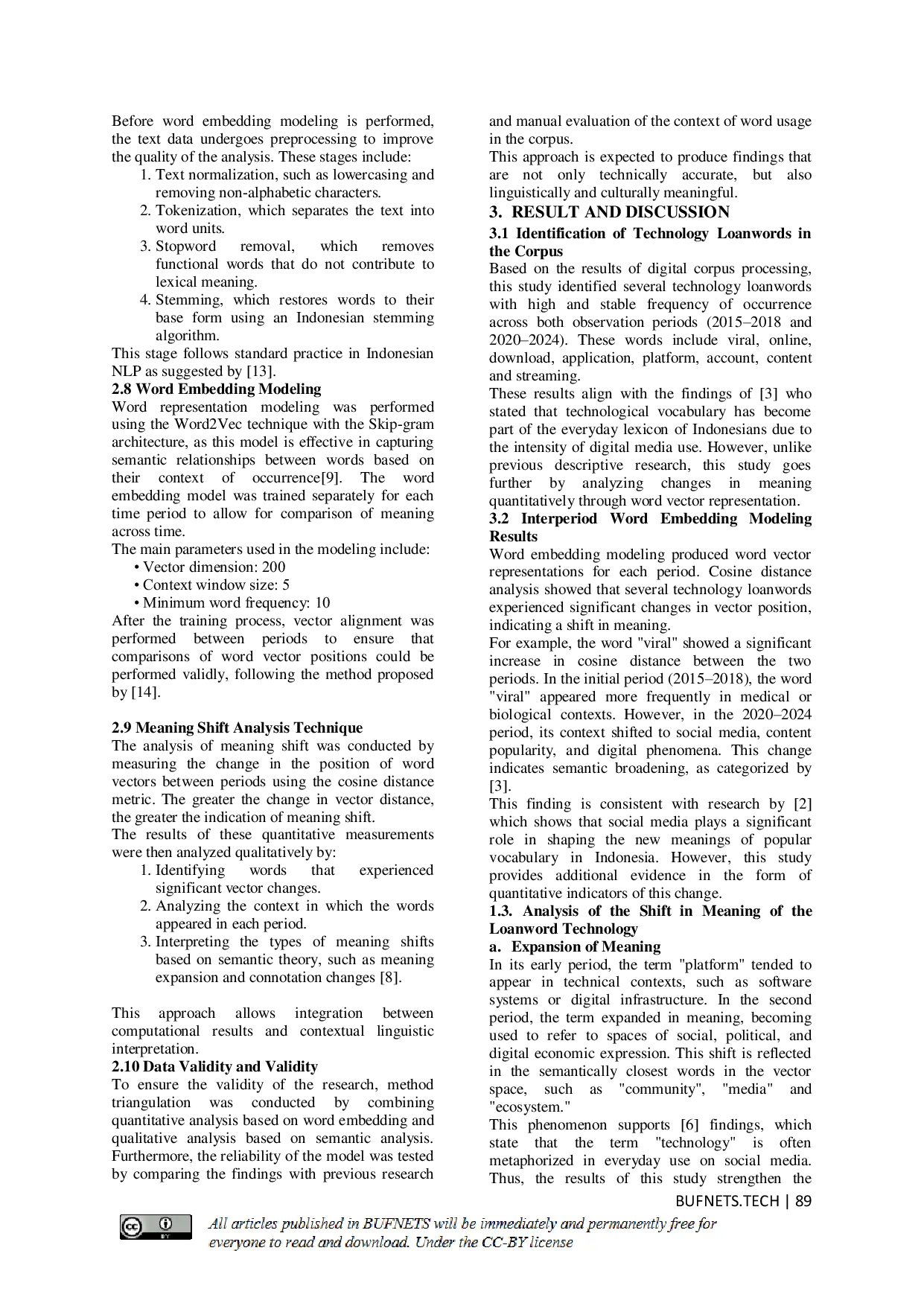 JURIS Analysis Of The Meaning Shift Of The Loanword Technology In Indonesian Using The Word Embedding Technique