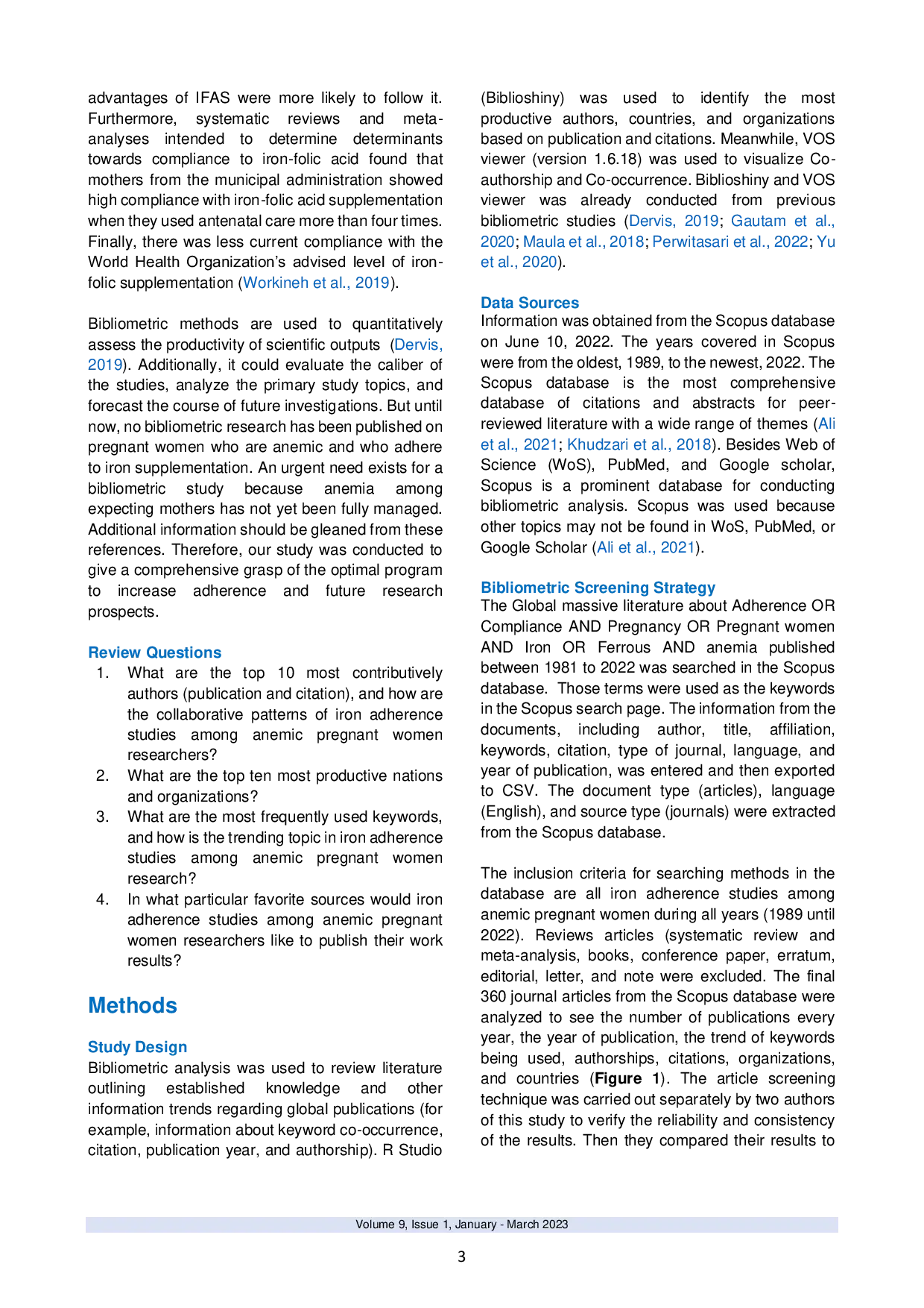 JURIS Adherence to Iron Supplementation Among Anemic Pregnant Women During 1964 2022 A Bibliometric Analysis