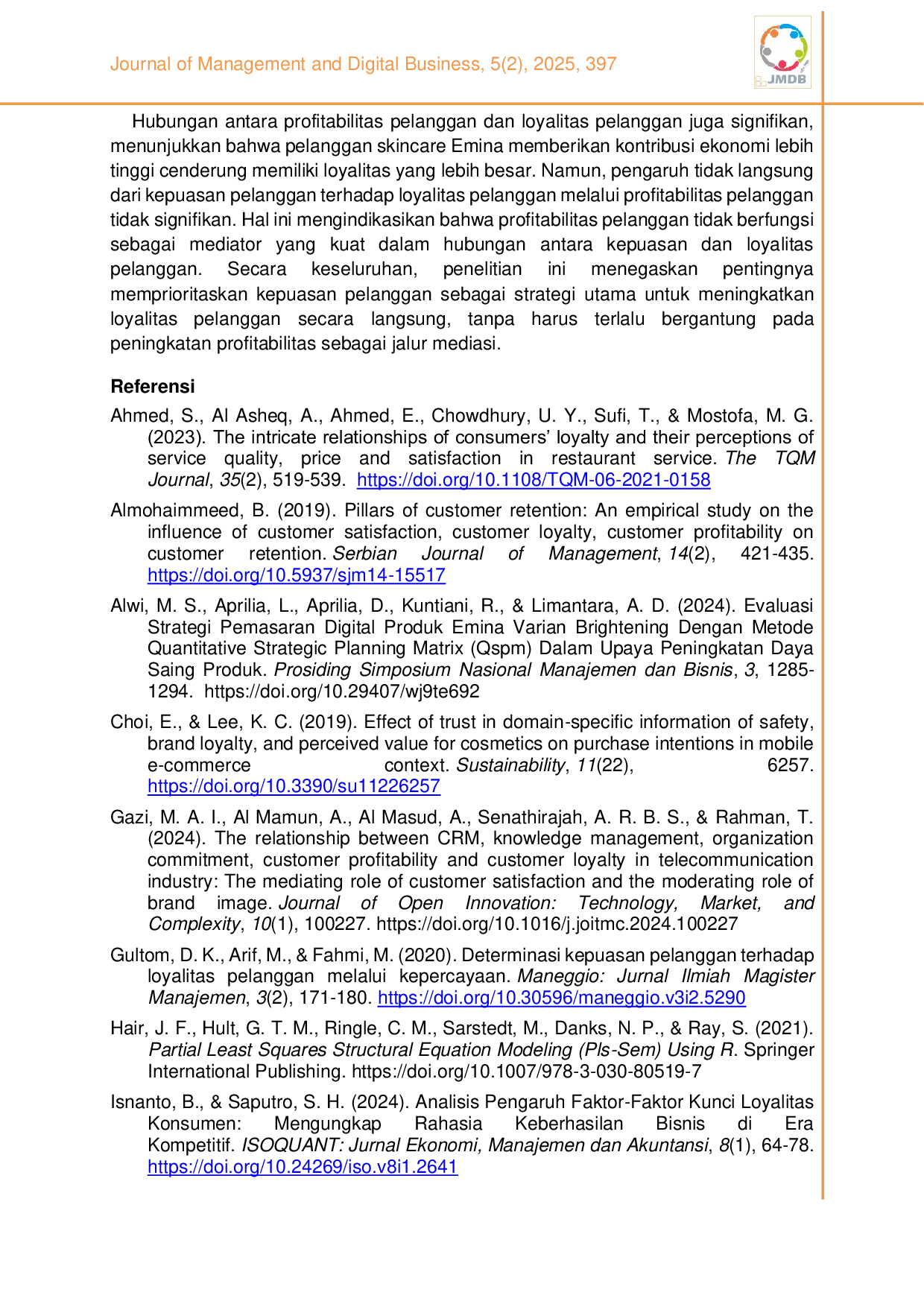 JURIS Kunci loyalitas pelanggan Skincare Emina Kepuasan atau profitabilitas pelanggan