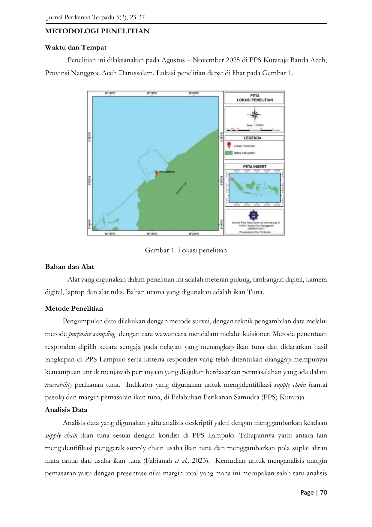 JURIS Traceability Supply Chain and Tuna Fishery Marketing Margin in Ocean Fishery Port PPS Kutaraja Lampulo Banda Aceh City