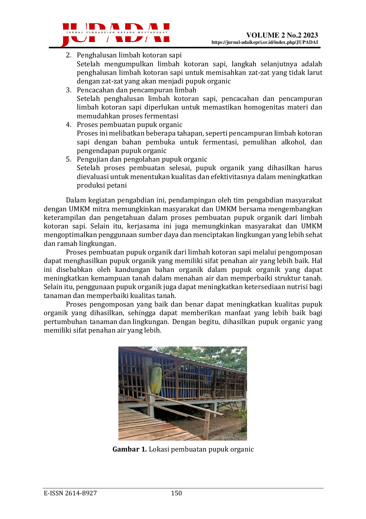 JURIS Pemanfaatan Dan Pengolahan Limbah Kotoran Sapi Menjadi Pupuk Organik Dalam Meningkatkan Perekonomian Masyarakat Desa Bulurejo Gondangrejo Karanganyar