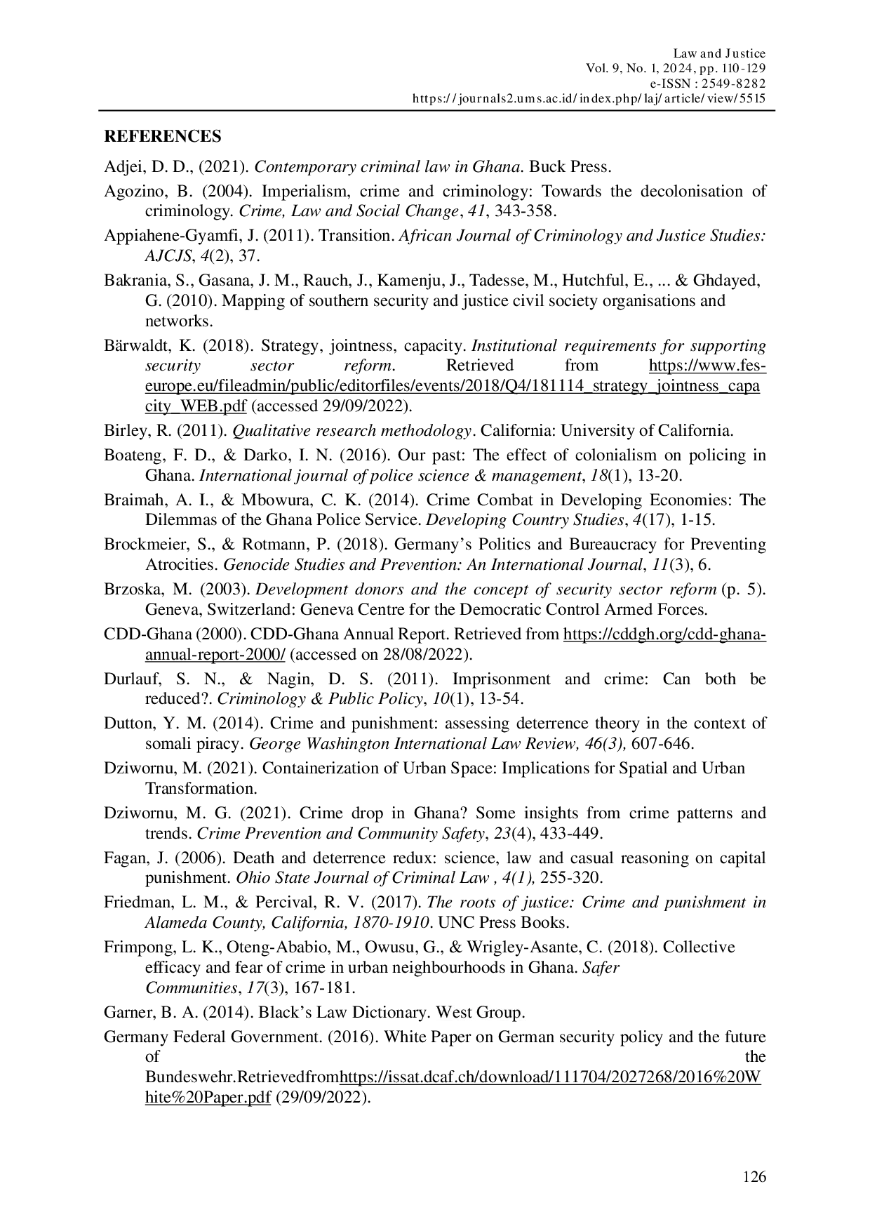 JURIS Crime and Punishment in Ghana The Need for Security Sector Reforms