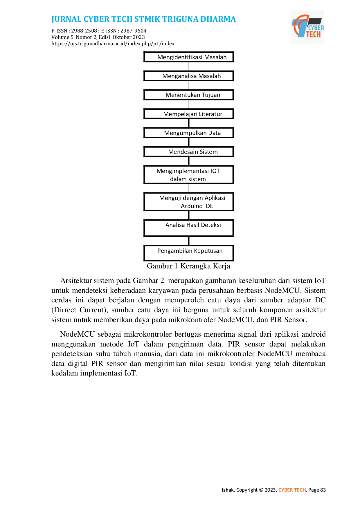 JURIS Implementasi Internet Of Things Iot Untuk Mendeteksi Keberadaan Karyawan Perusahaan Berbasis Nodemcu