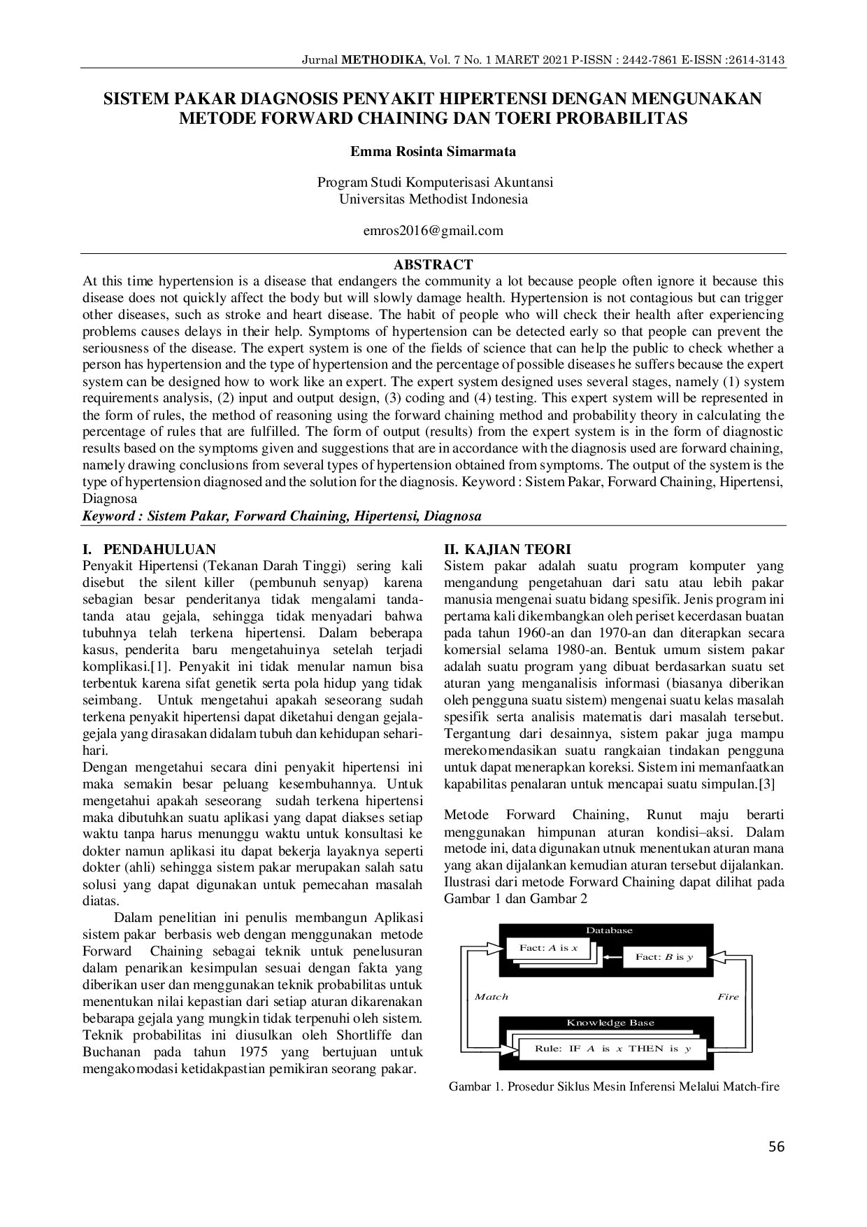 JURIS Sistem Pakar Diagnosis Penyakit Hipertensi Dengan Menggunakan Metode Forward Chaining Dan Torei Probabilitas