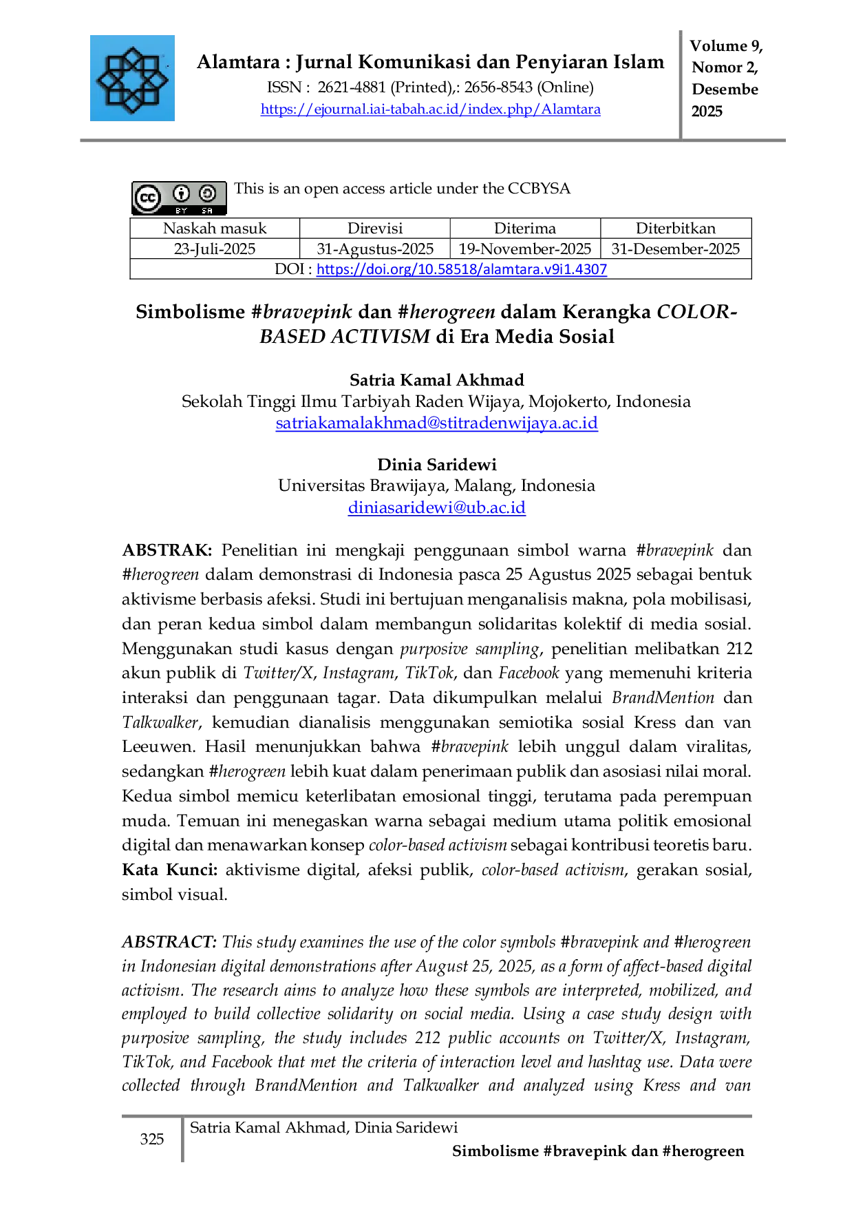 JURIS Simbolisme bravepink dan herogreen dalam Kerangka COLOR BASED ACTIVISM di Era Media Sosial