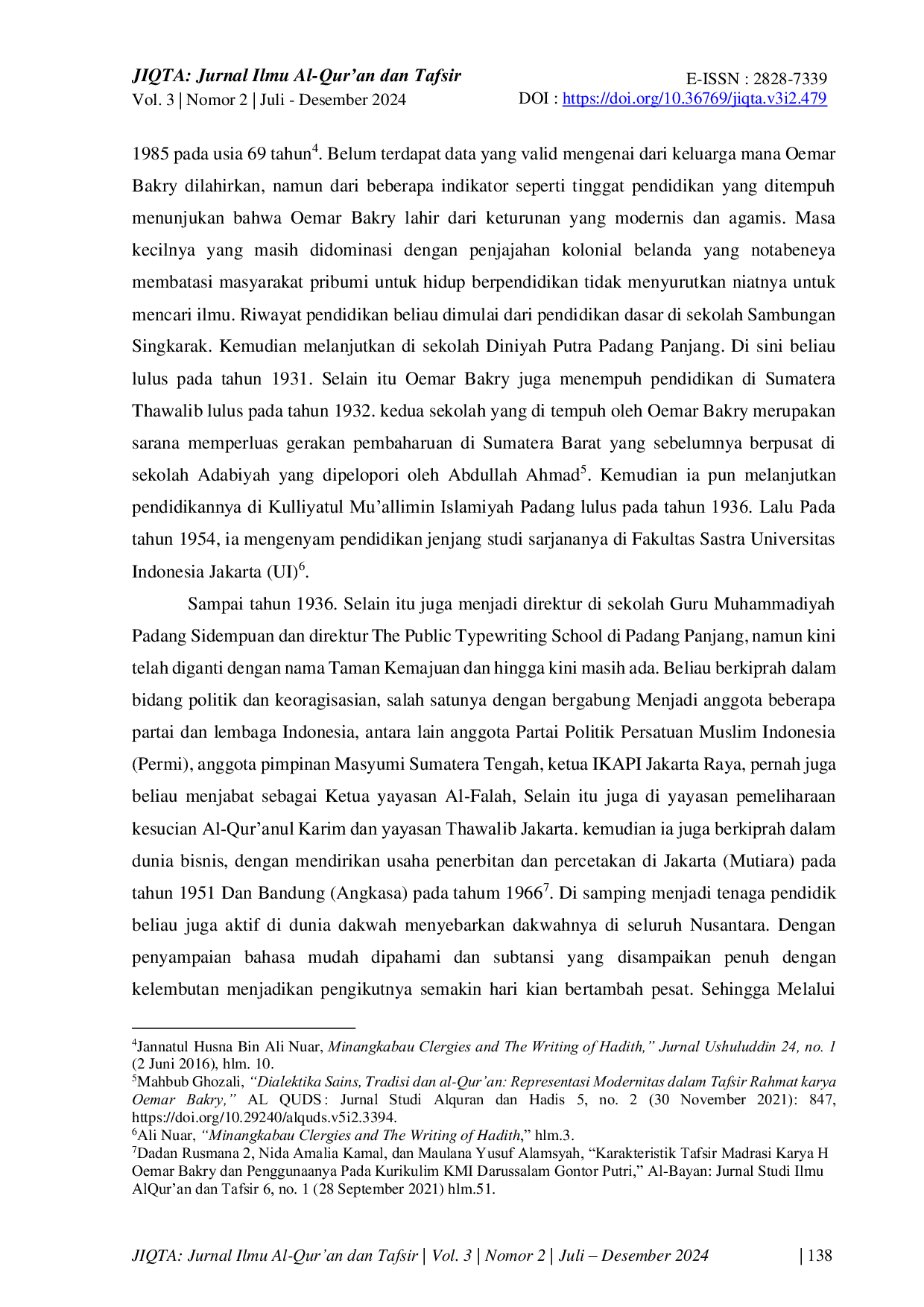 JURIS Dinamika Pemikiran Tafsir Di Indonesia Tafsir Rahmat Karya Oemar Bakry