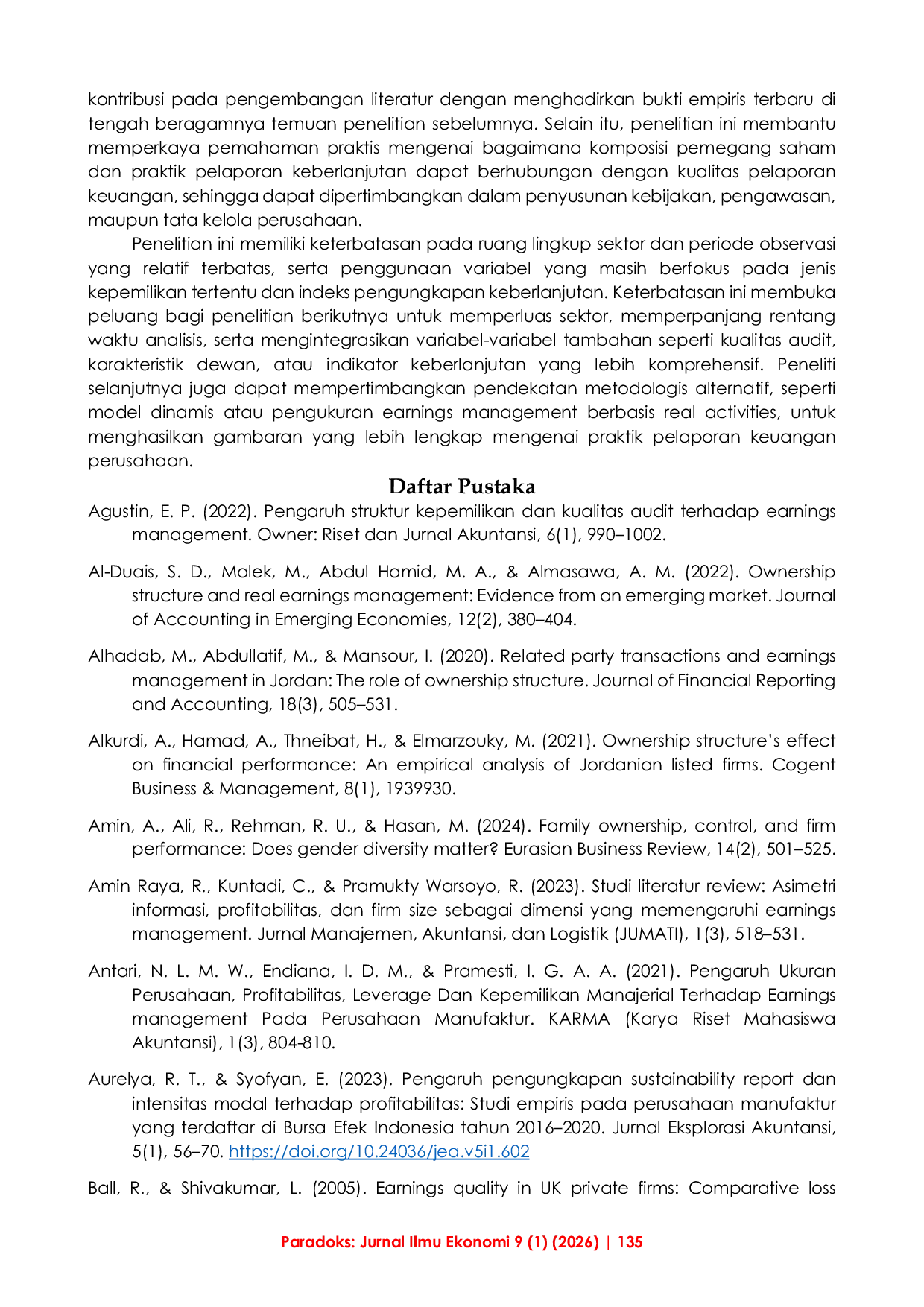 JURIS Pengaruh Ownership Structures dan Sustainability Reporting terhadap Earnings Management Perusahaan Pertambangan yang Terdaftar di BEI 2020 2024