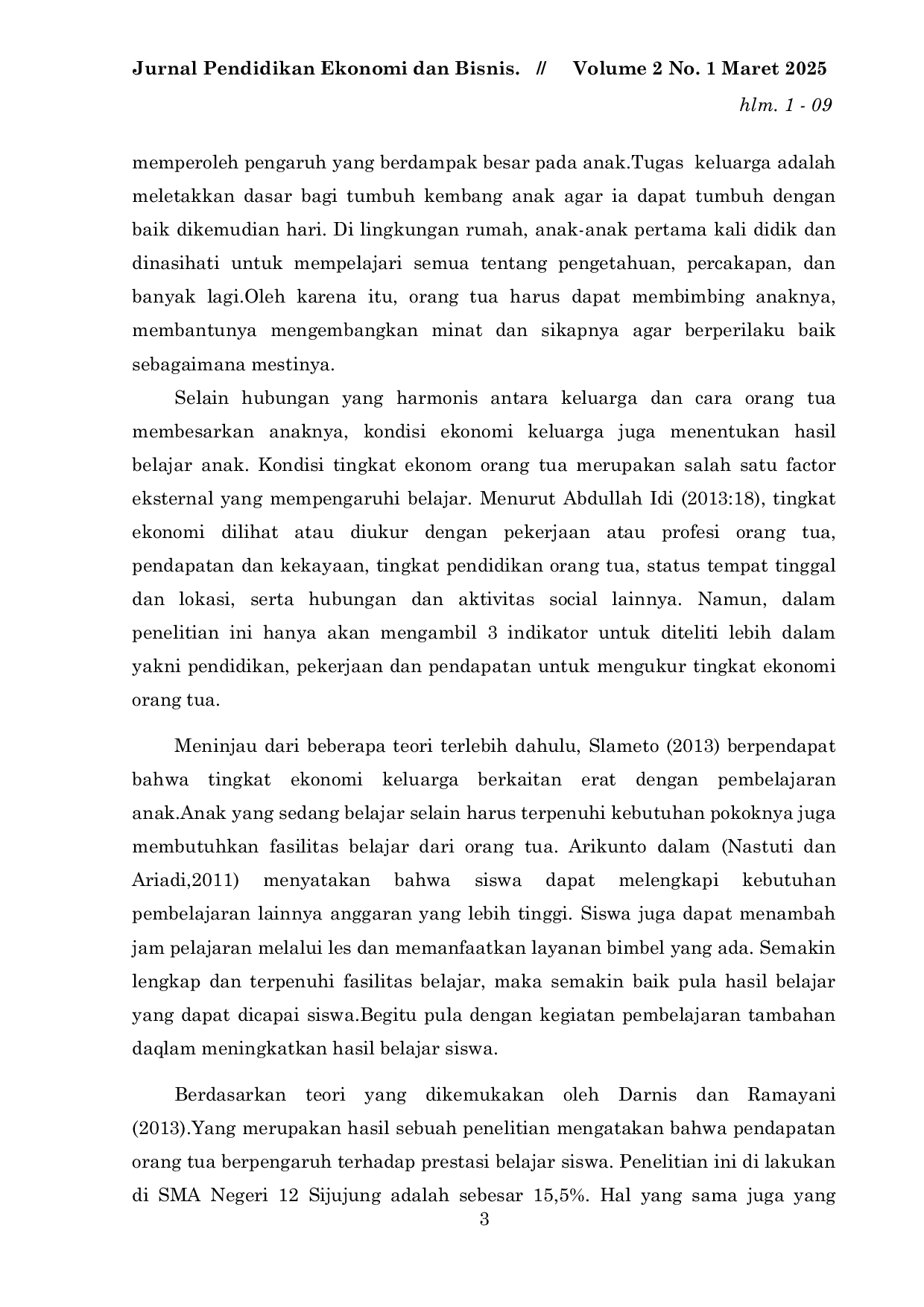 JURIS Ekonomi Orang Tua Terhadap Hasil Belajar Siswa