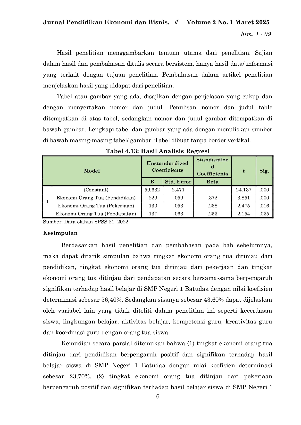 JURIS Ekonomi Orang Tua Terhadap Hasil Belajar Siswa