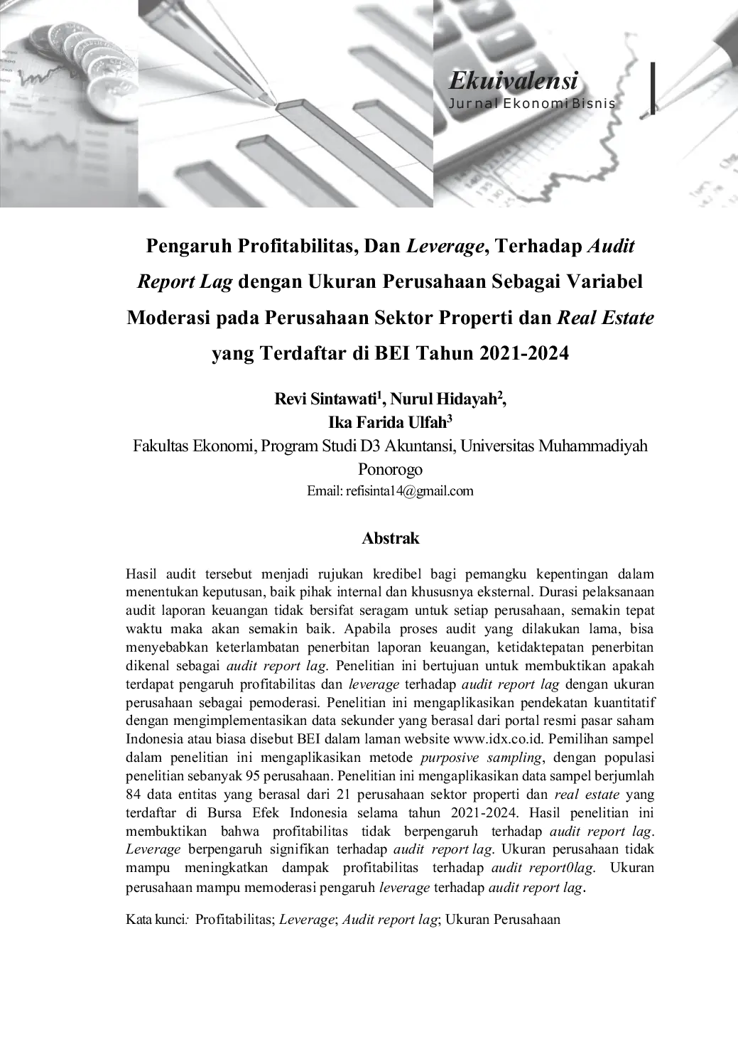 JURIS Pengaruh Profitabilitas dan Leverage terhadap Audit Report Lag dengan Ukuran Perusahaan Sebagai Variabel Moderasi pada Perusahaan Sektor Properti Dan Real Estate yang Terdaftar Di BEI Tahun 2021 202