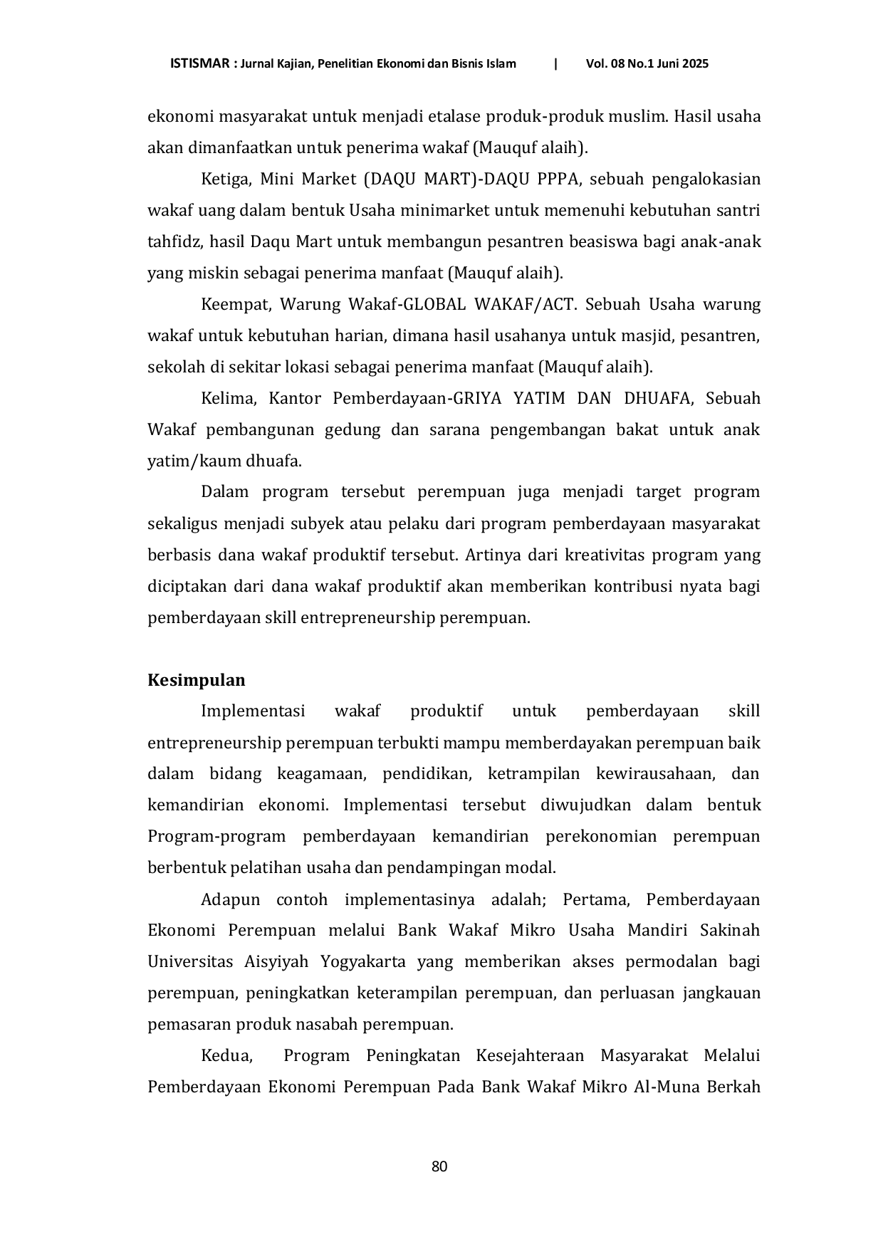 JURIS Implementasi Pemberdayaan Skill Entrepreneurship Perempuan Berbasis Wakaf Sebuah Analisis Literatur