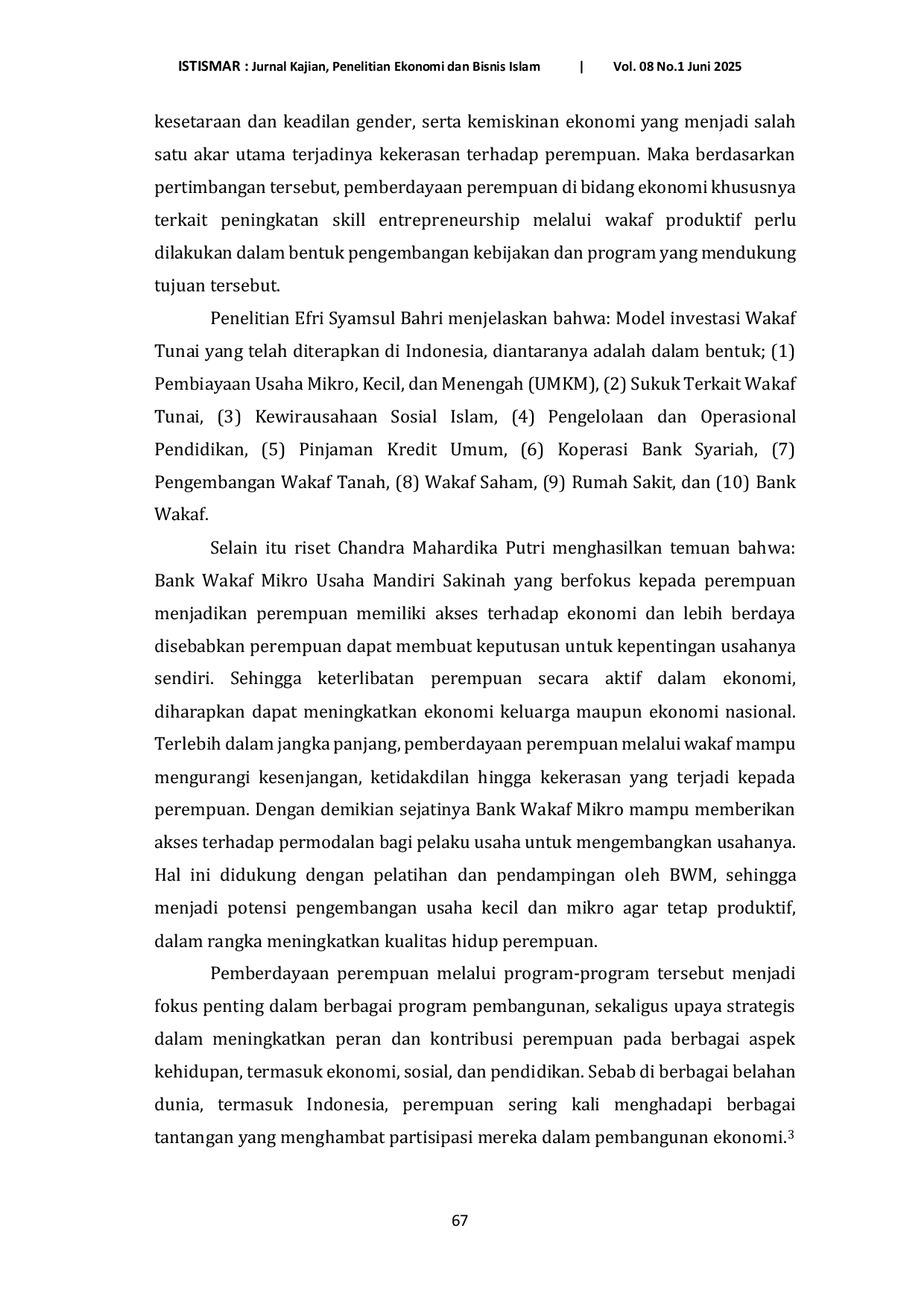 JURIS Implementasi Pemberdayaan Skill Entrepreneurship Perempuan Berbasis Wakaf Sebuah Analisis Literatur