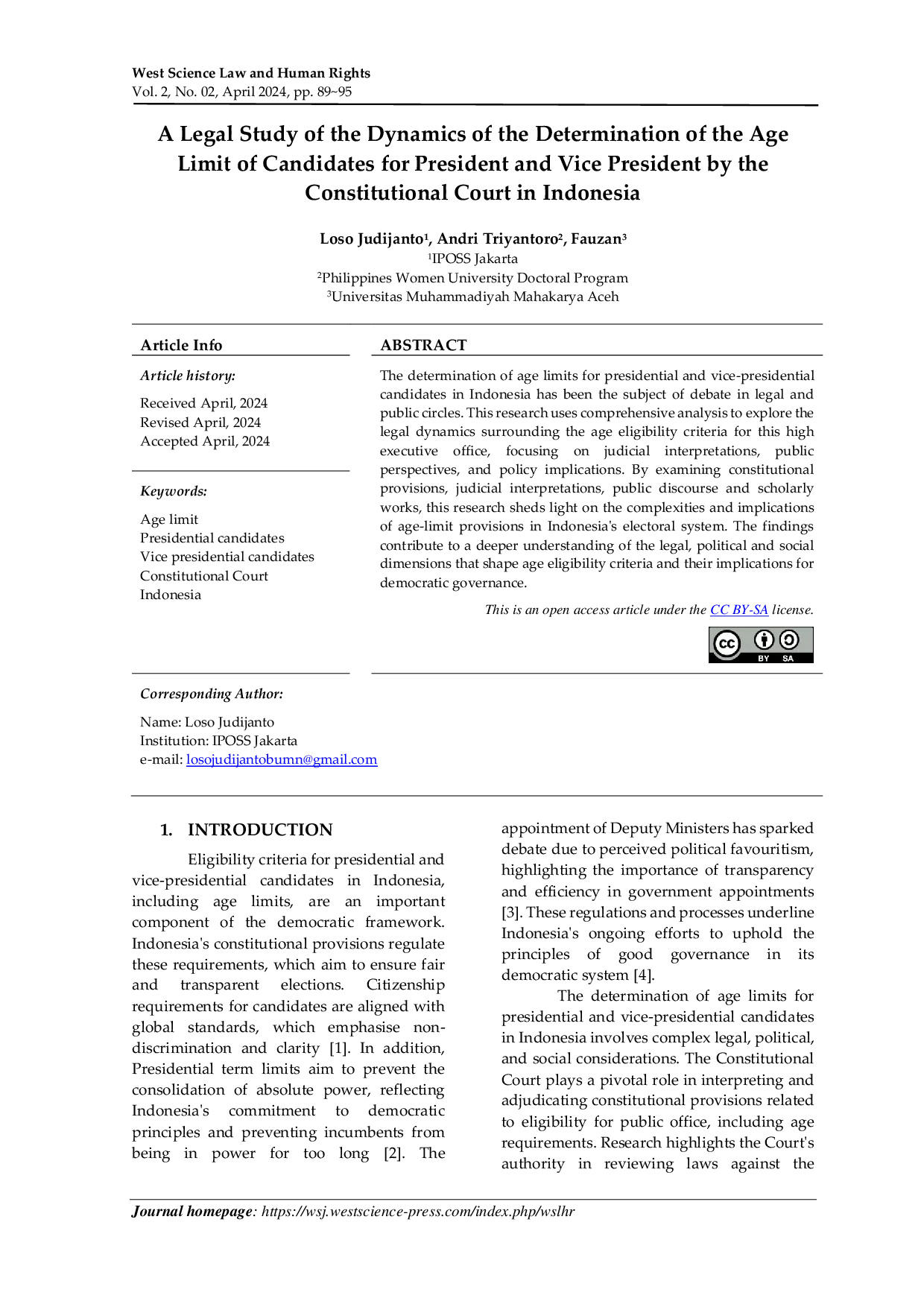 JURIS A Legal Study of the Dynamics of the Determination of the Age Limit of Candidates for President and Vice President by the Constitutional Court in Indonesia