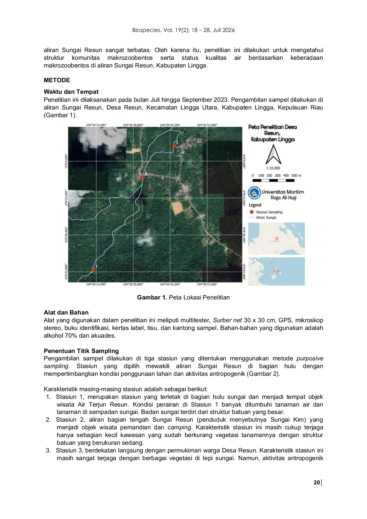 JURIS Community Structure of Macrozoobenthos as a Bioindicator of Aquatic Environmental Quality in the Resun River Lingga Regency Riau Islands