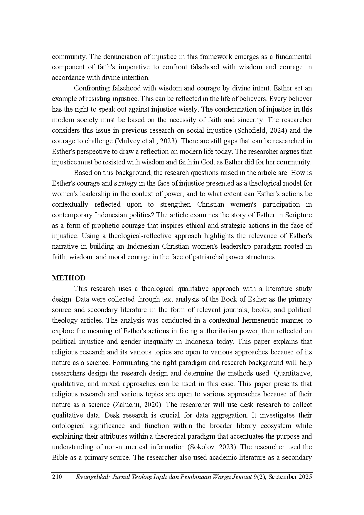 juris Esther s Stand Against Injustice Theology for Women s Political Participation in Indonesia