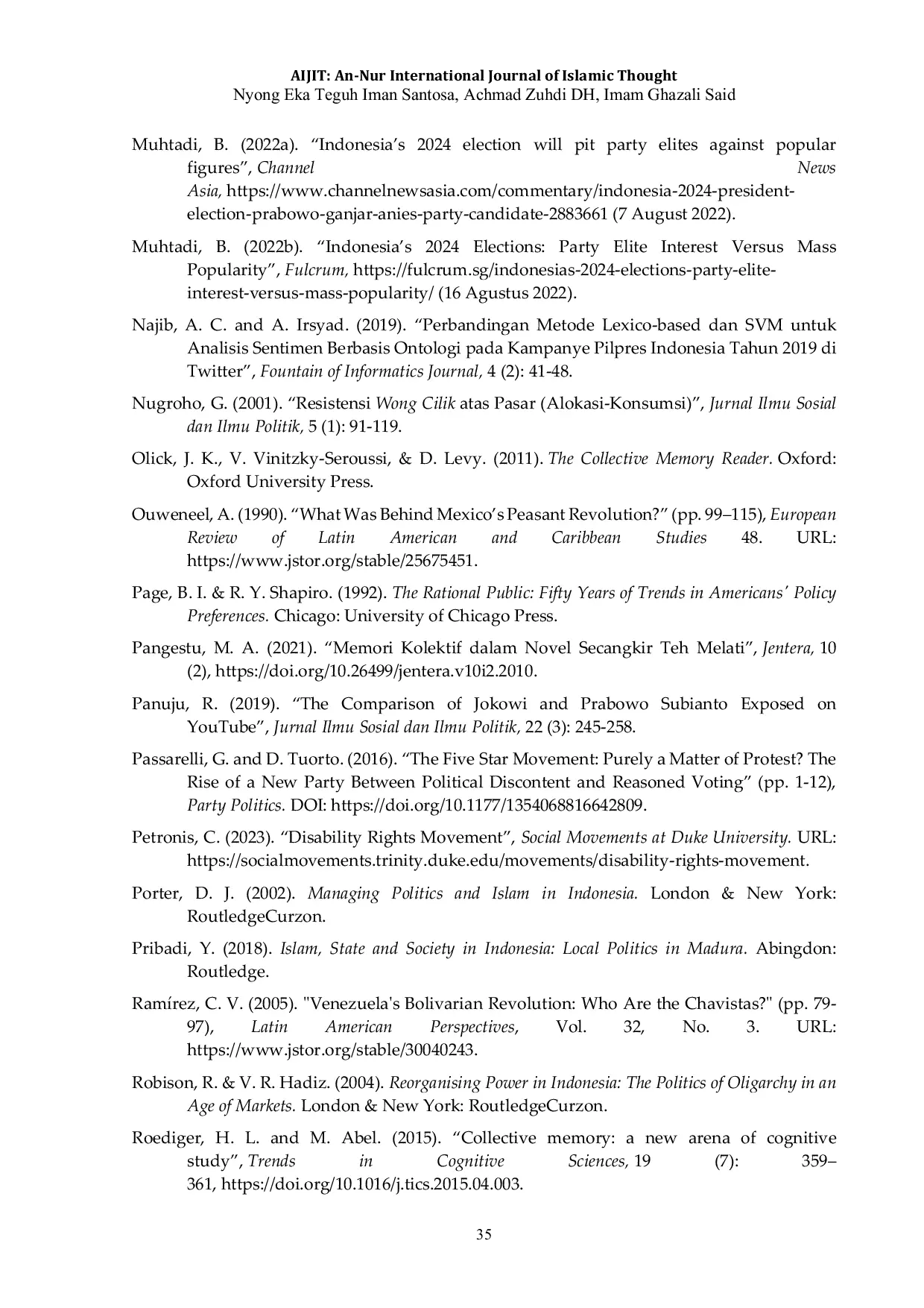 JURIS The Political Precedence of Wong Cilik s Collective Historical Memory over the 2024 Election