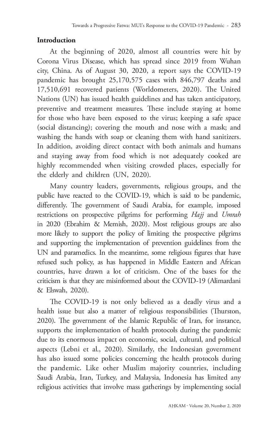 juris Towards a Progressive Fatwa MUI s Response to the COVID 19 Pandemic