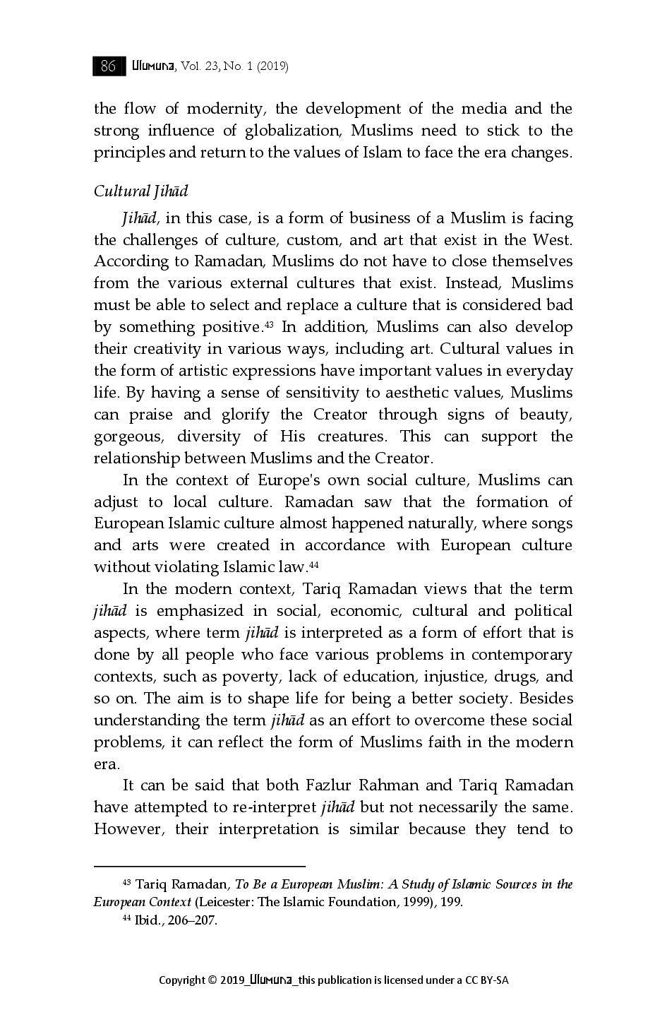 juris Islam Today in Modern West Fazlur Rahman s and Tariq Ramadan s Views on Jihad