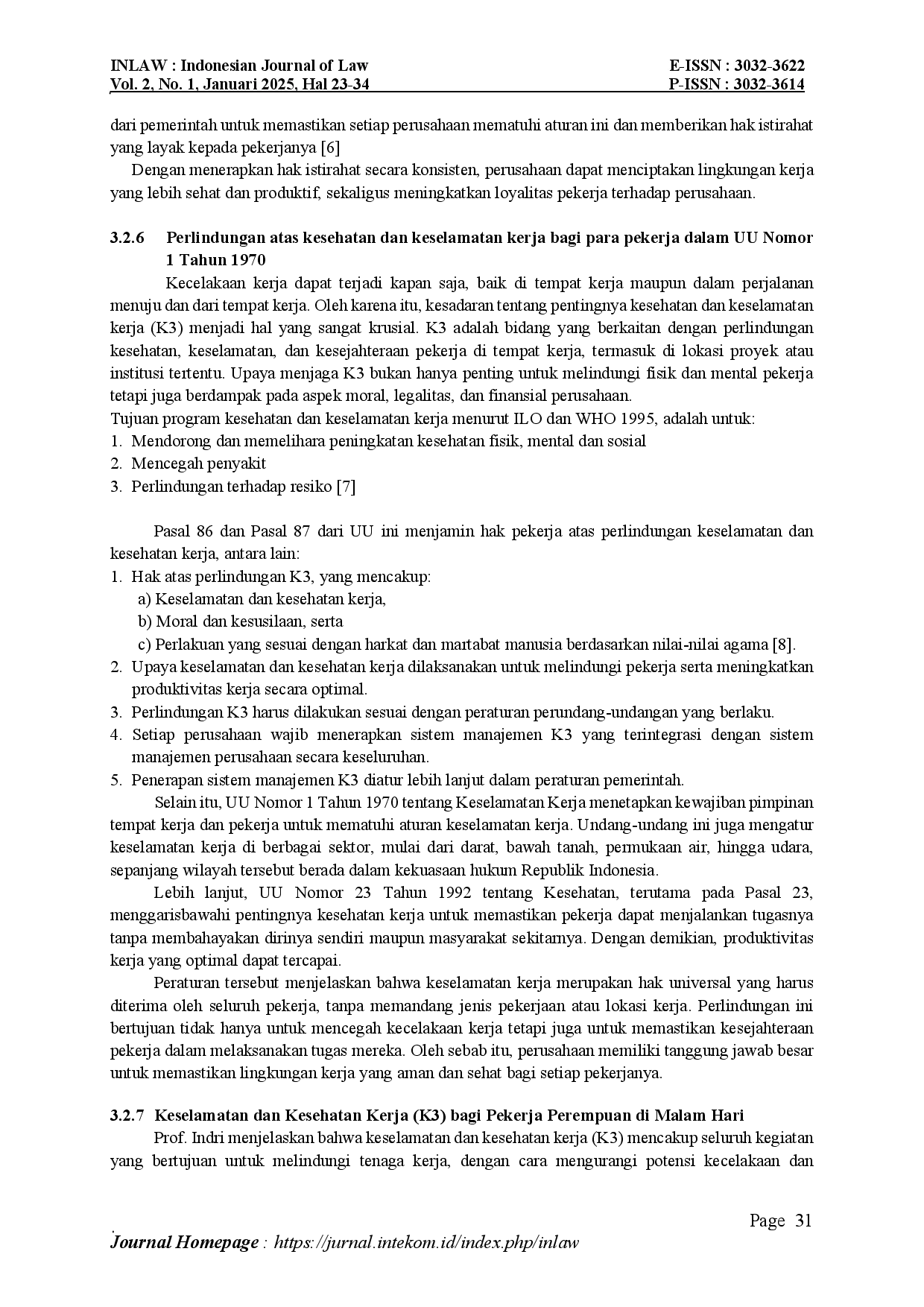 juris Tinjauan Hukum Terhadap Tanggung Jawab Perusahaan Terhadap Keselamatan Pekerja Perempuan Di Malam Hari