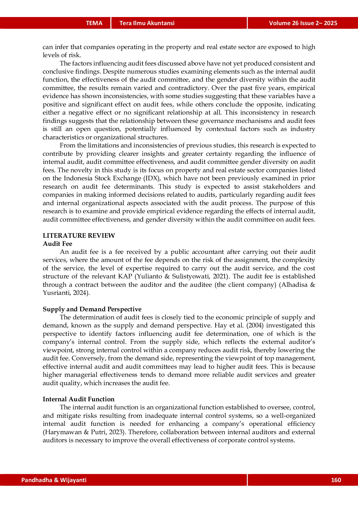 JURIS The The Effects of Internal Audit Effectiveness and Gender Diversity of Audit Committee on Audit Fee