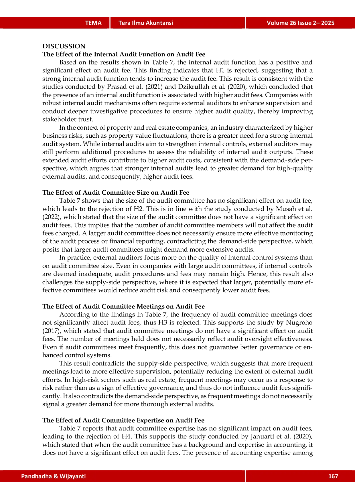 JURIS The The Effects of Internal Audit Effectiveness and Gender Diversity of Audit Committee on Audit Fee