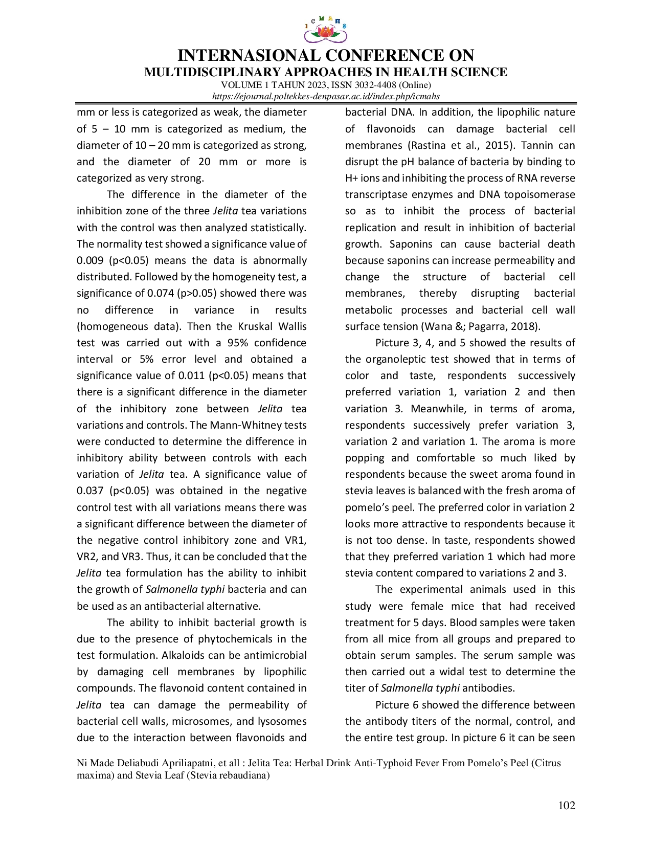 JURIS Jelita Tea Herbal Drink Anti Typhoid Fever From Pomelo s Peel Citrus maxima and Stevia Leaf Stevia rebaudiana