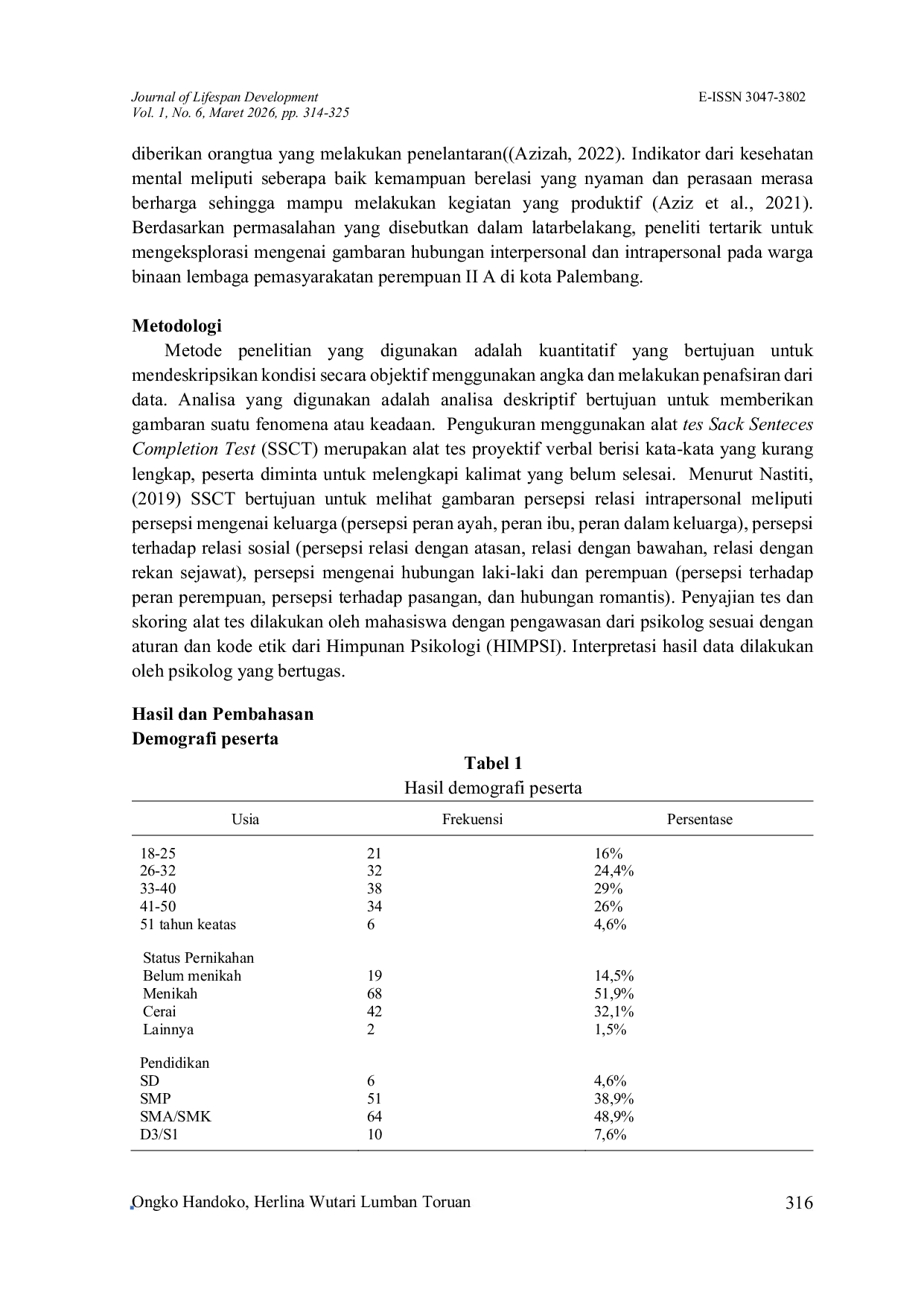 JURIS Analisis Konflik Intrapersonal dan Konflik Interpersonal pada Wargabinaan Lembaga Pemasyarakatan Kelas IIA