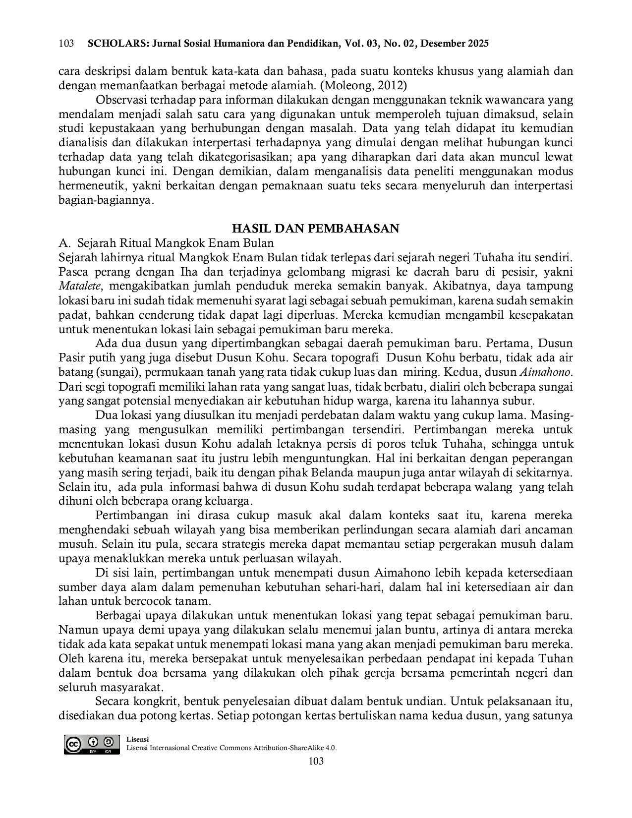 JURIS Tindakan Berteologi Anak Negeri Tuhaha Dalam Tradisi Mangkok Enam Bulan