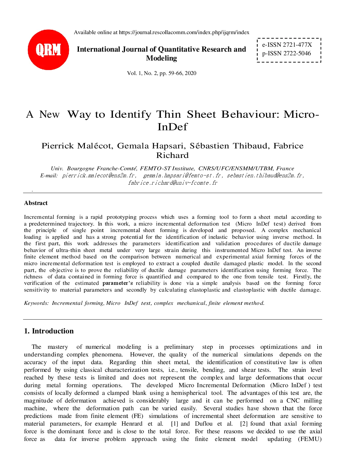 juris A New Way to Identify Thin Sheet Behaviour Micro In Def