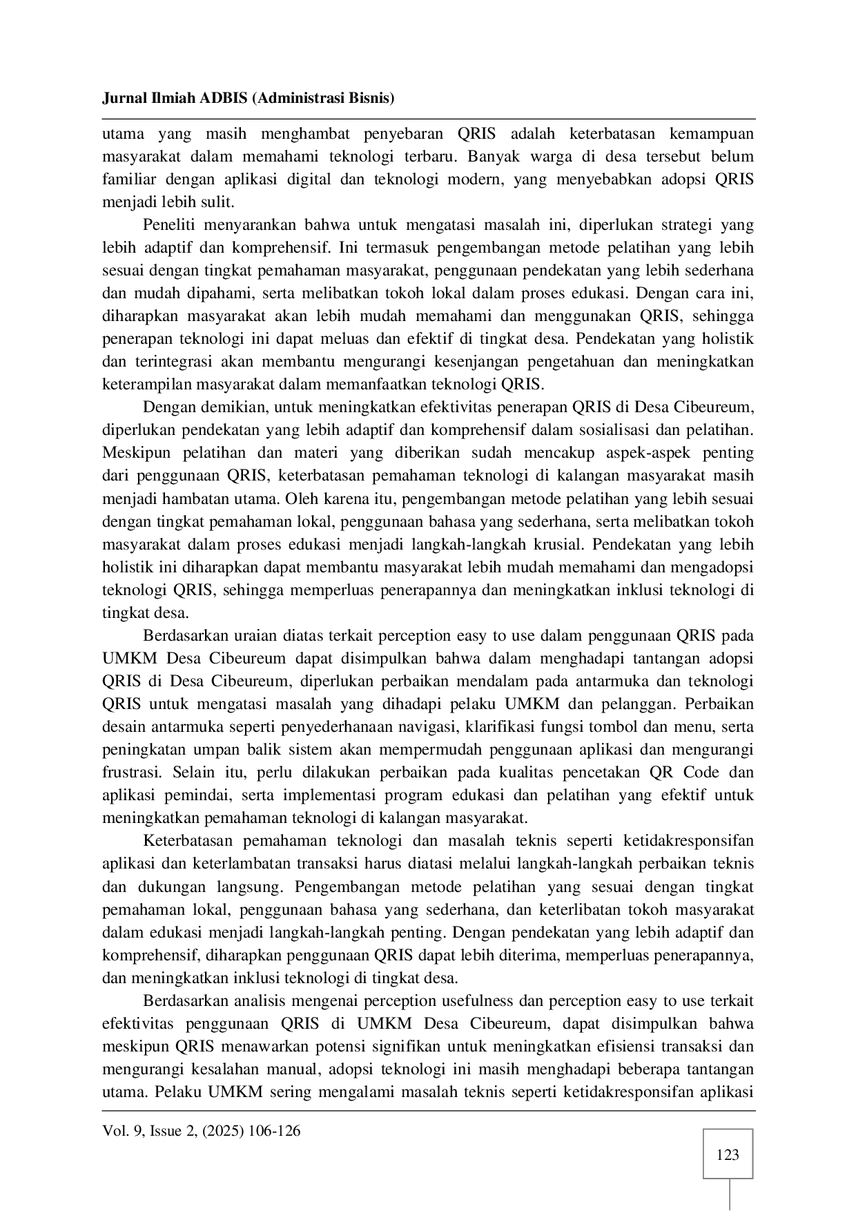 JURIS Analisis Efektivitas Penggunaan Quick Response Code Indonesian Standard QRIS Dalam Mempermudah Pembayaran Studi Pada UMKM Desa Cibeureum