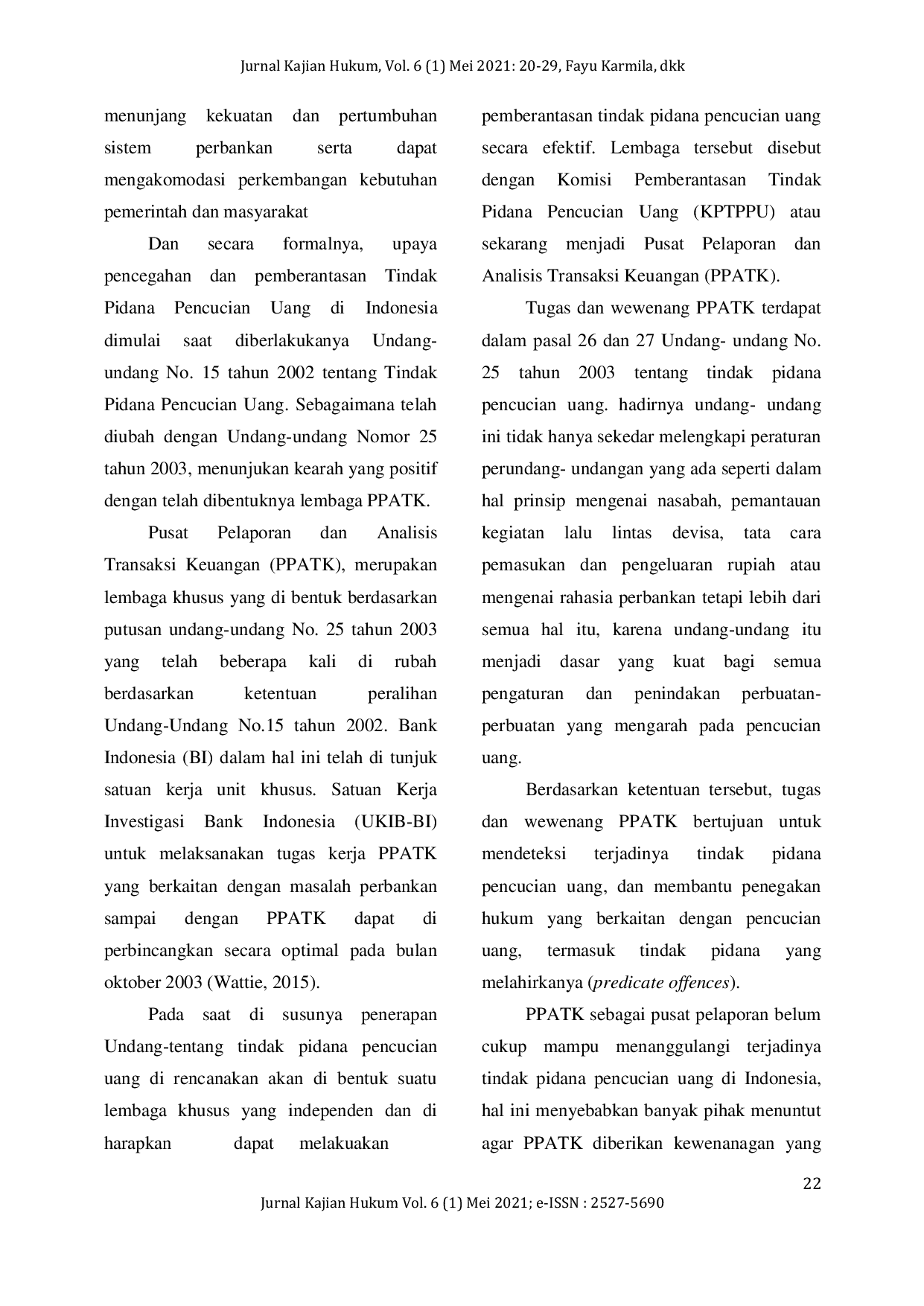 JURIS Analisis Peran Ppatk Sebagai Salah Satu Lembaga Dalam Menaggulangi Money Laundering Di Indonesia