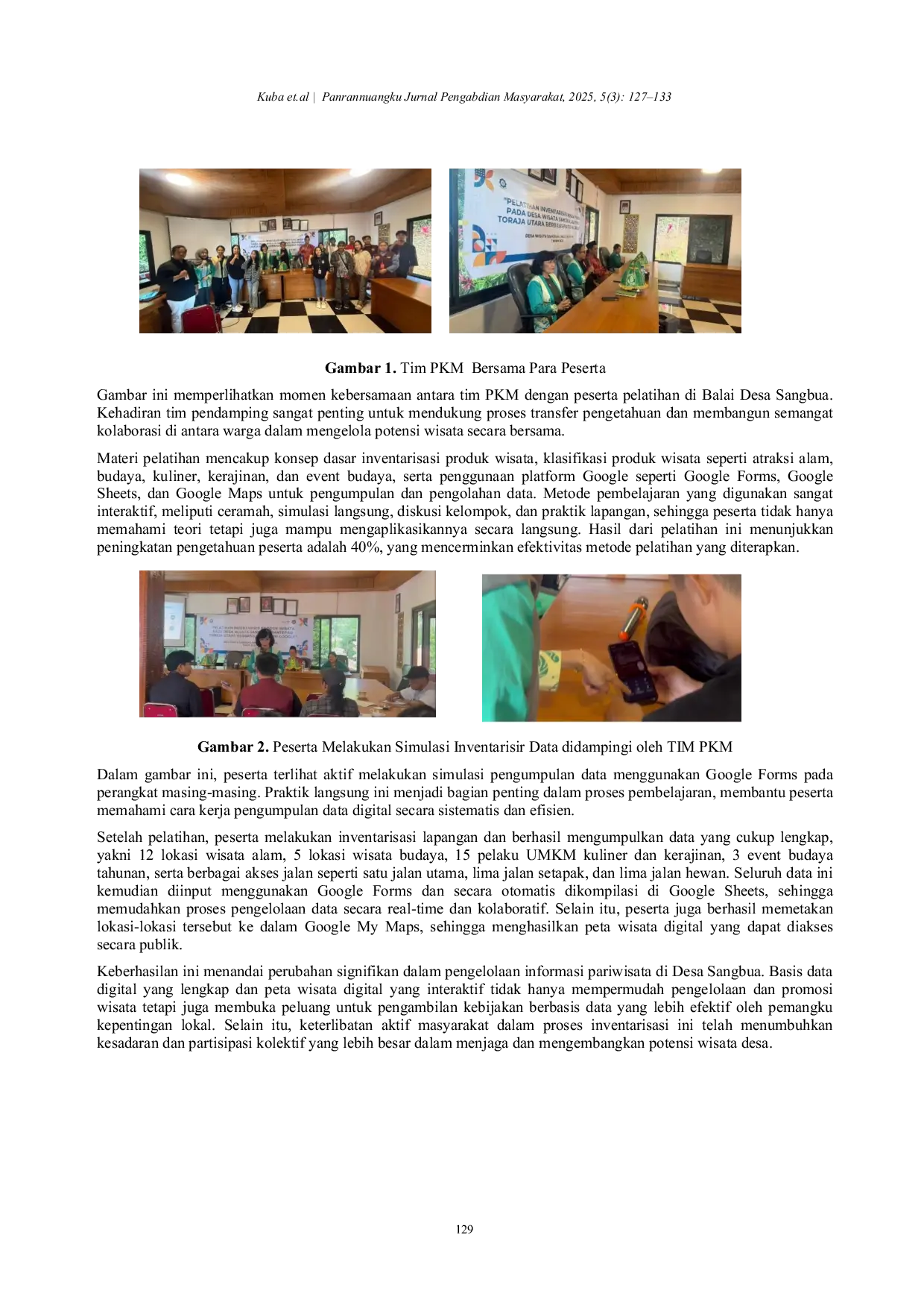 JURIS Pelatihan Inventarisir Produk Wisata di Desa Wisata Sangbua Rantepao Toraja Utara Berbasis Platform Google