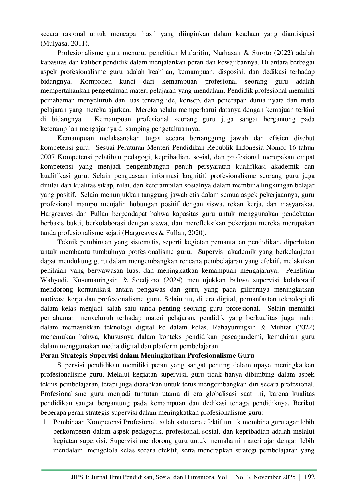 JURIS Supervisi Pendidikan Sebagai Strategi Peningkatan Profesionalisme Guru