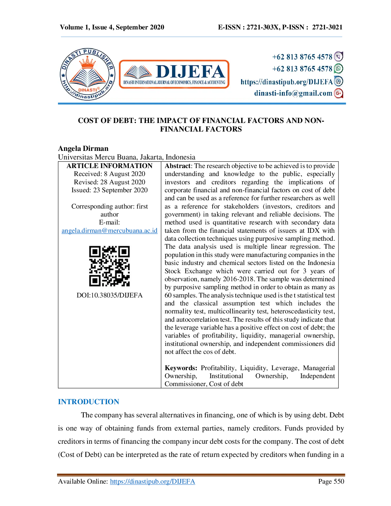 juris Cost of Debt The Impact of Financial Factors and Non Financial Factors