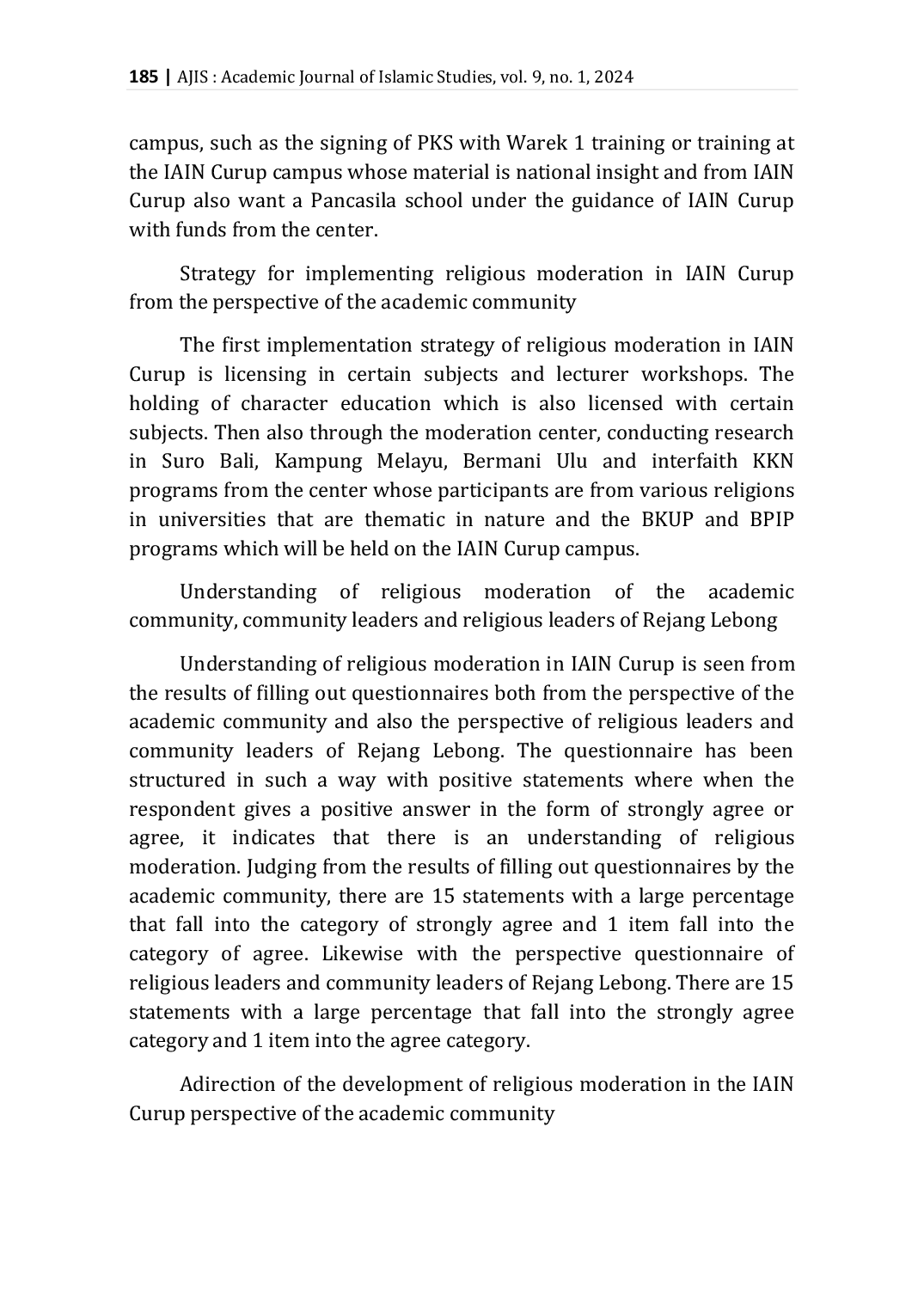 JURIS Construction of The Concept of Religious Moderation Institut Agama Islam Negeri Curup