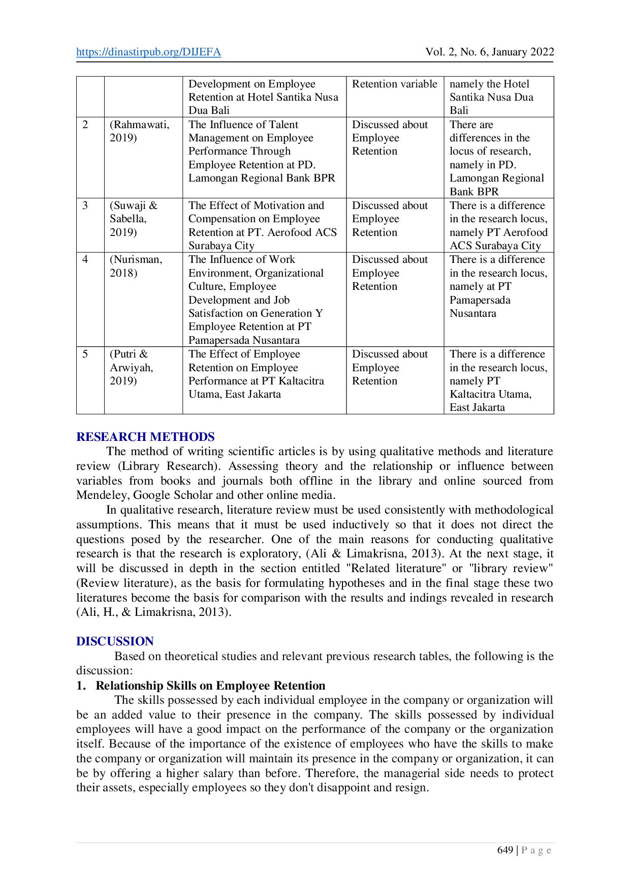 juris Determination of Employee Retention Skills Rewards and Relationship between Employees Literature Review