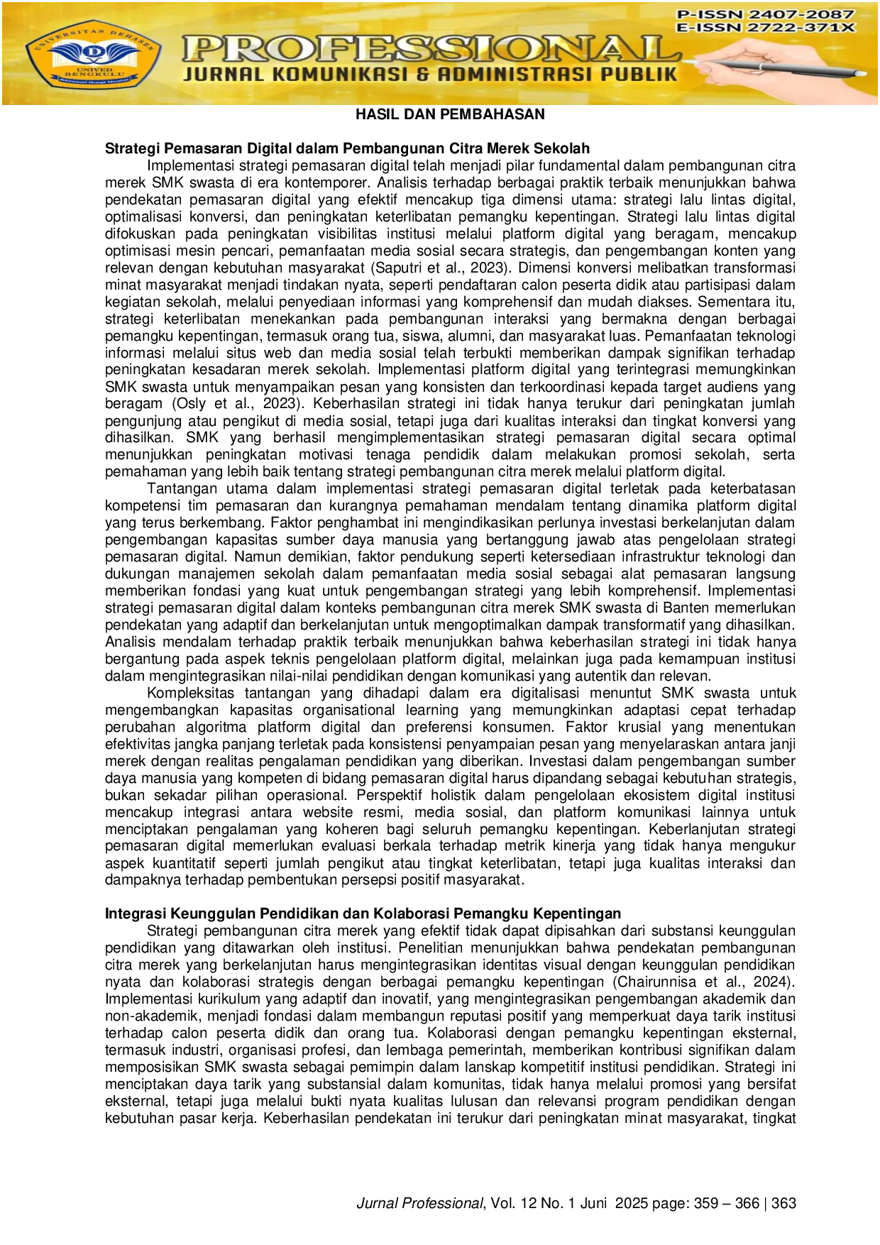 JURIS Strategi Sekolah Menengah Kejuruan SMK Swasta Di Banten Dalam Membangun Brand Image Untuk Meningkatkan Kepercayaan Masyarakat