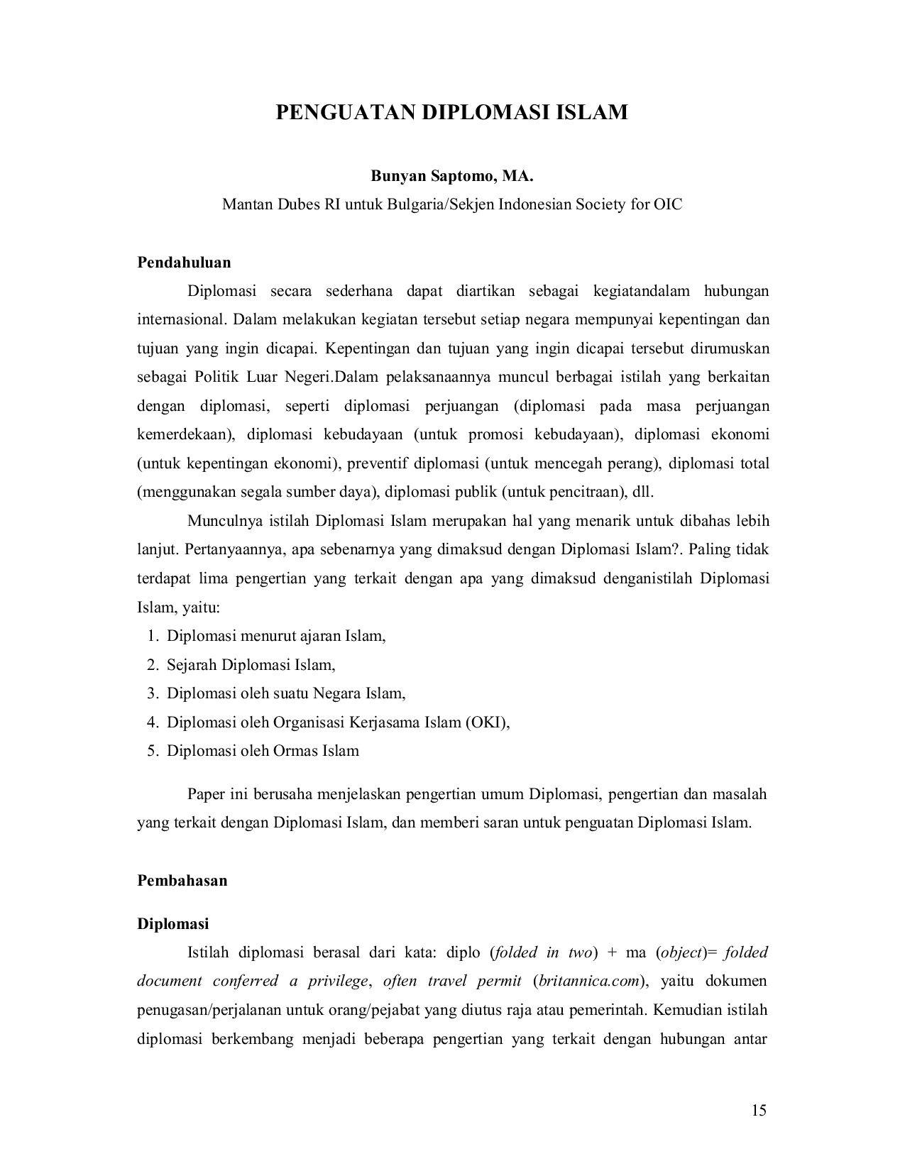 JURIS Pengutan Diplomasi Islam