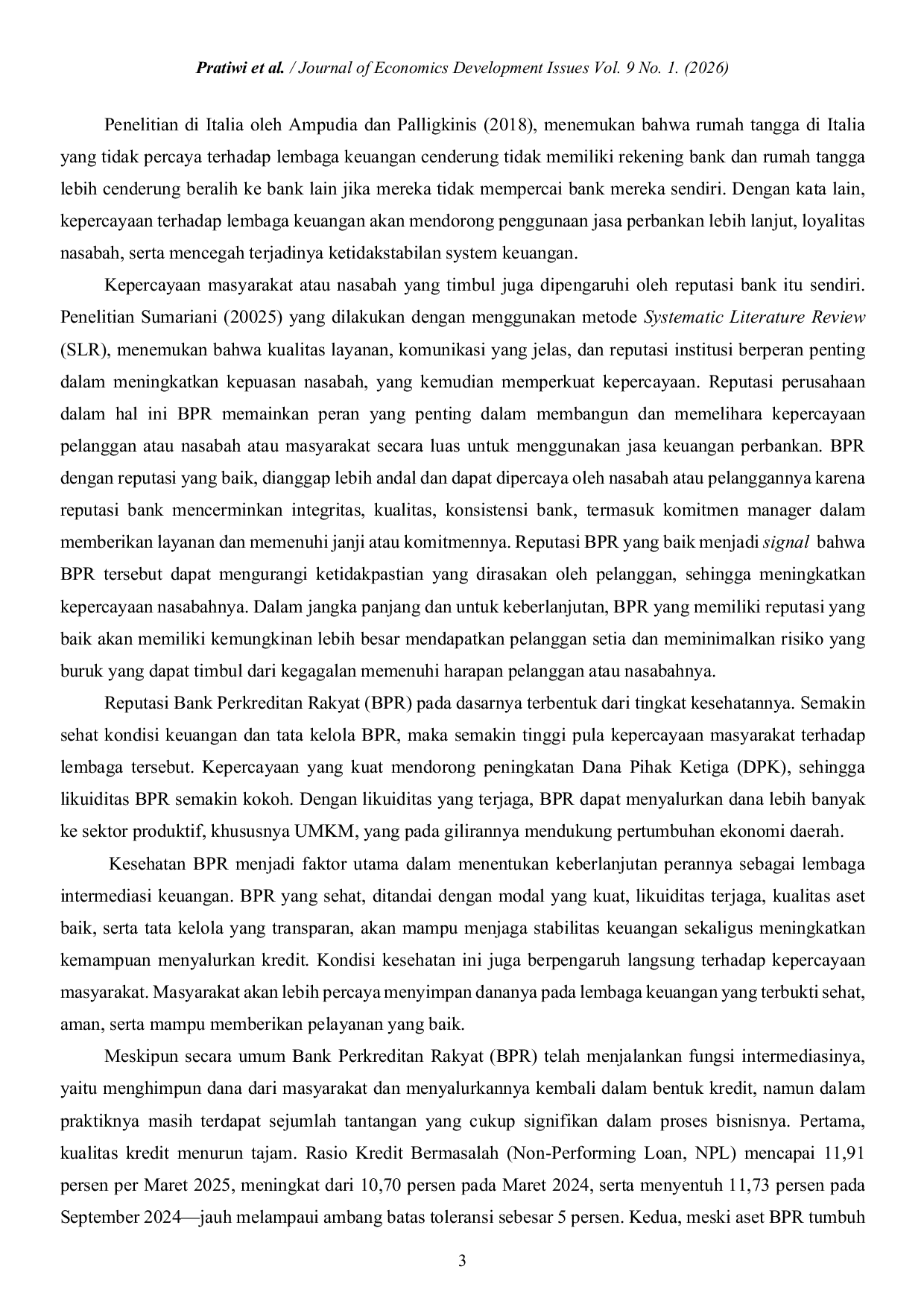 JURIS Kesehatan Bank Perekonomian Rakyat Kepercayaan Masyarakat Dan Pertumbuhan Ekonomi Inklusif