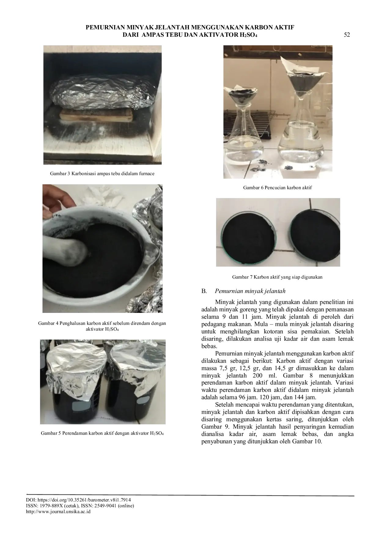 JURIS Pemurnian Minyak Jelantah Menggunakan Karbon Aktif Dari Ampas Tebu dan Aktivator H2SO4