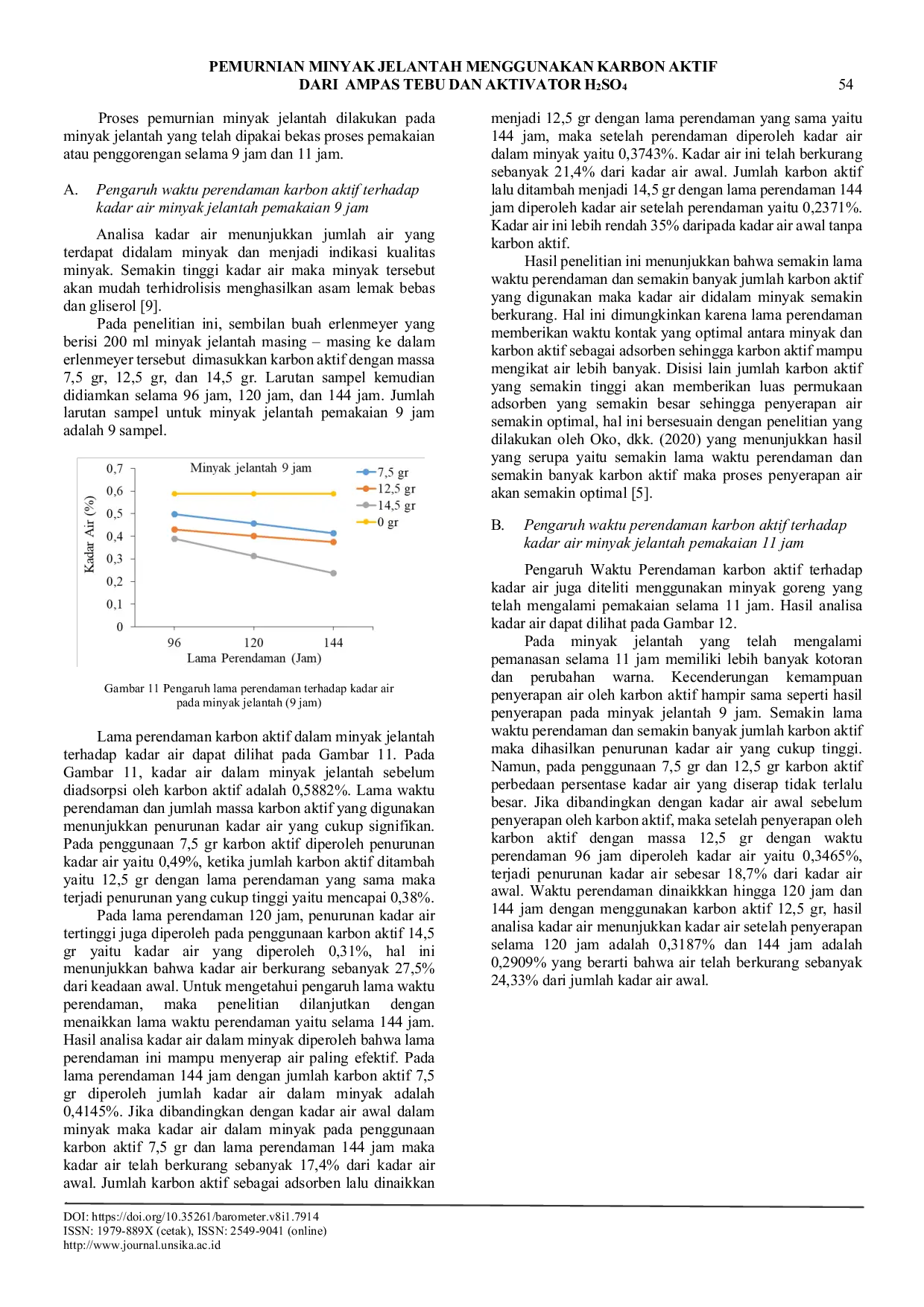 JURIS Pemurnian Minyak Jelantah Menggunakan Karbon Aktif Dari Ampas Tebu dan Aktivator H2SO4