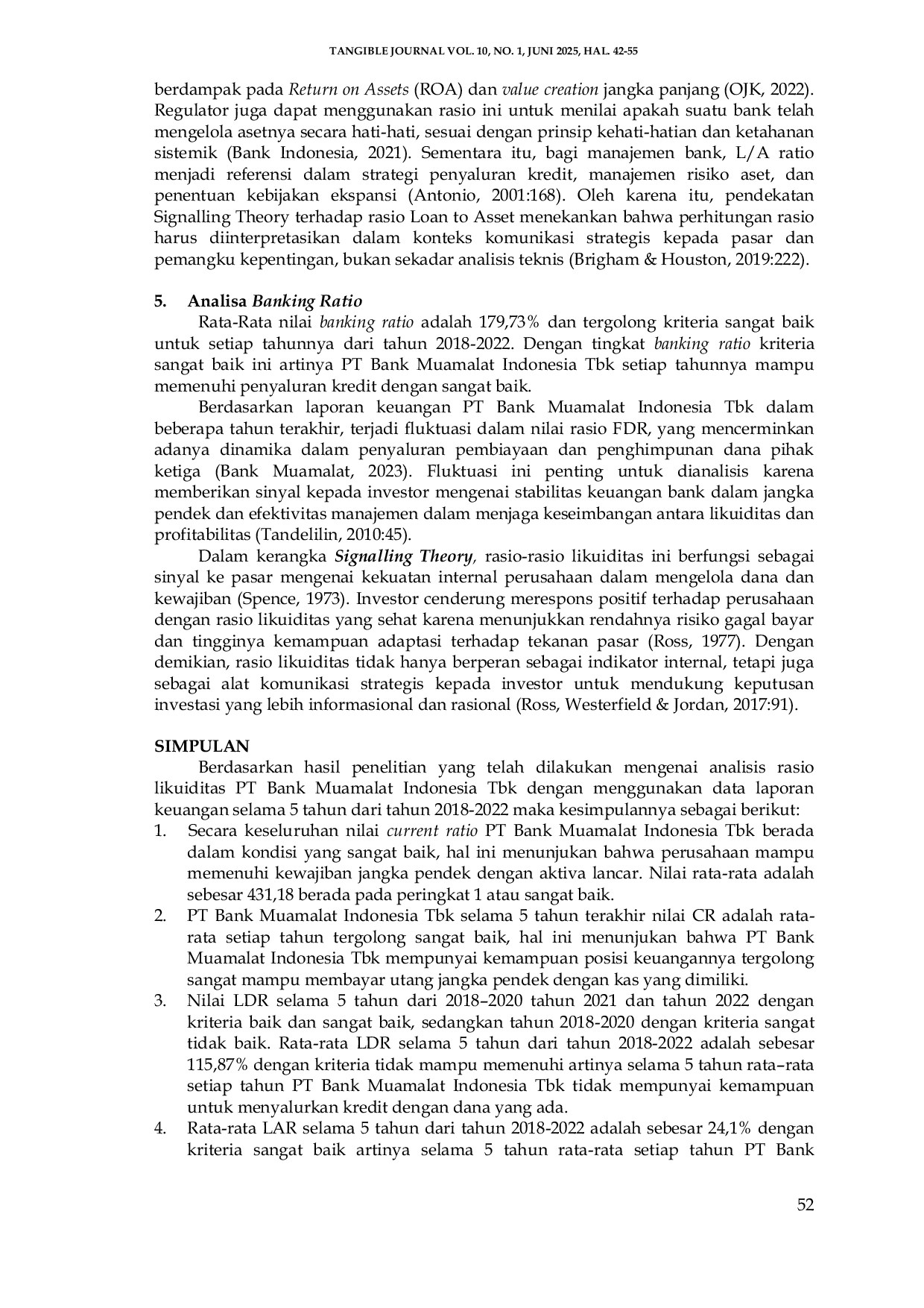 JURIS Analisis Likuiditas PT Bank Muamalat Indonesia Tbk dan Implikasinya terhadap Pengambilan Keputusan Investasi