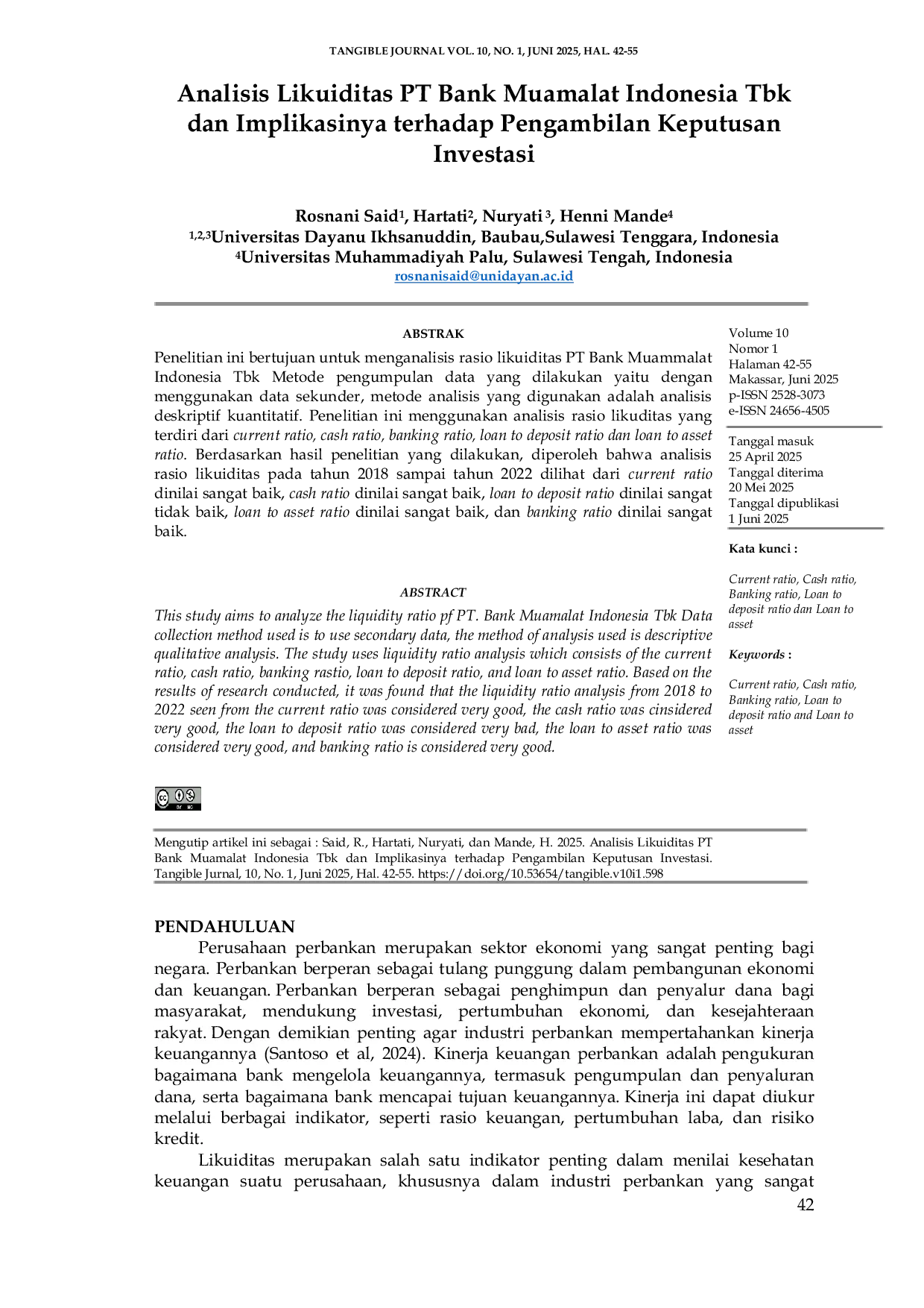 JURIS Analisis Likuiditas PT Bank Muamalat Indonesia Tbk dan Implikasinya terhadap Pengambilan Keputusan Investasi