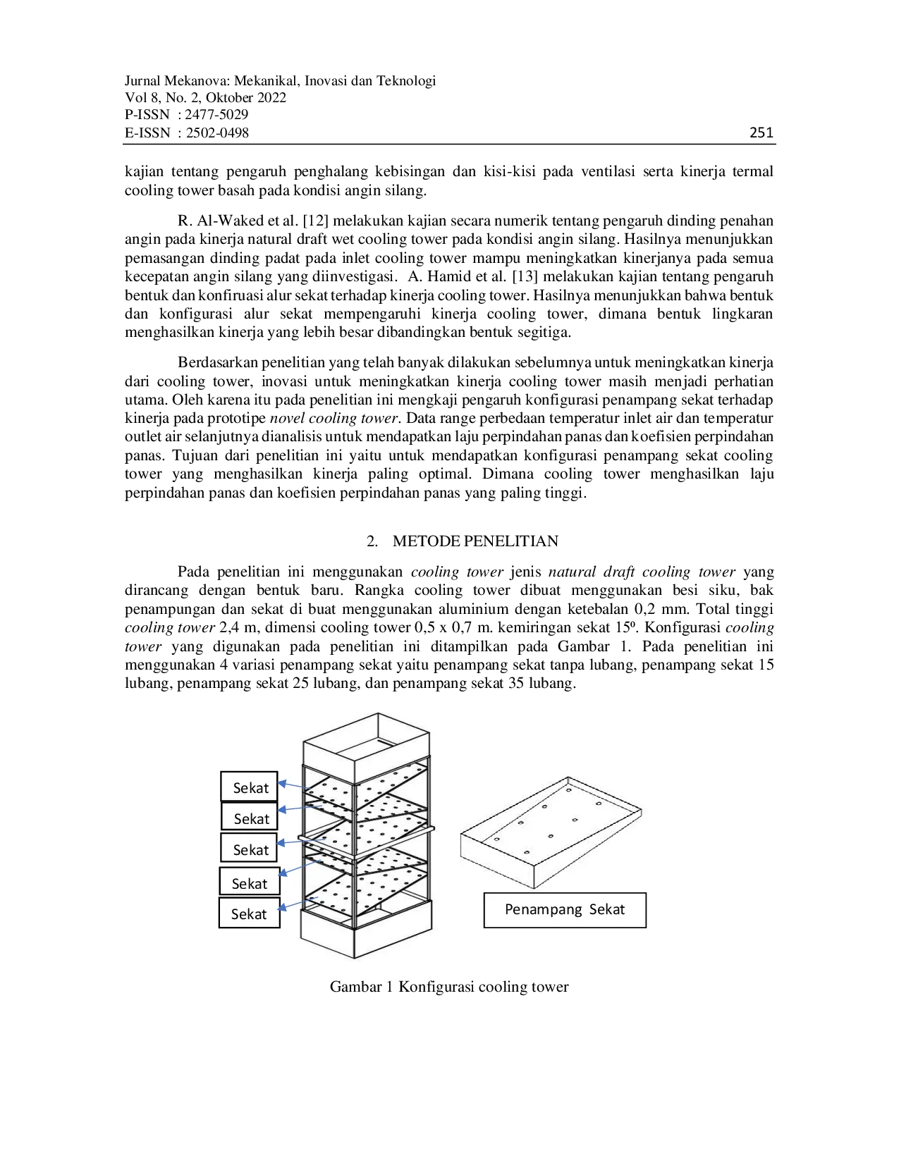JURIS Studi Eksperimental Pengaruh Konfigurasi Penampang Sekat Terhadap Kinerja Novel Cooling Tower Prototype