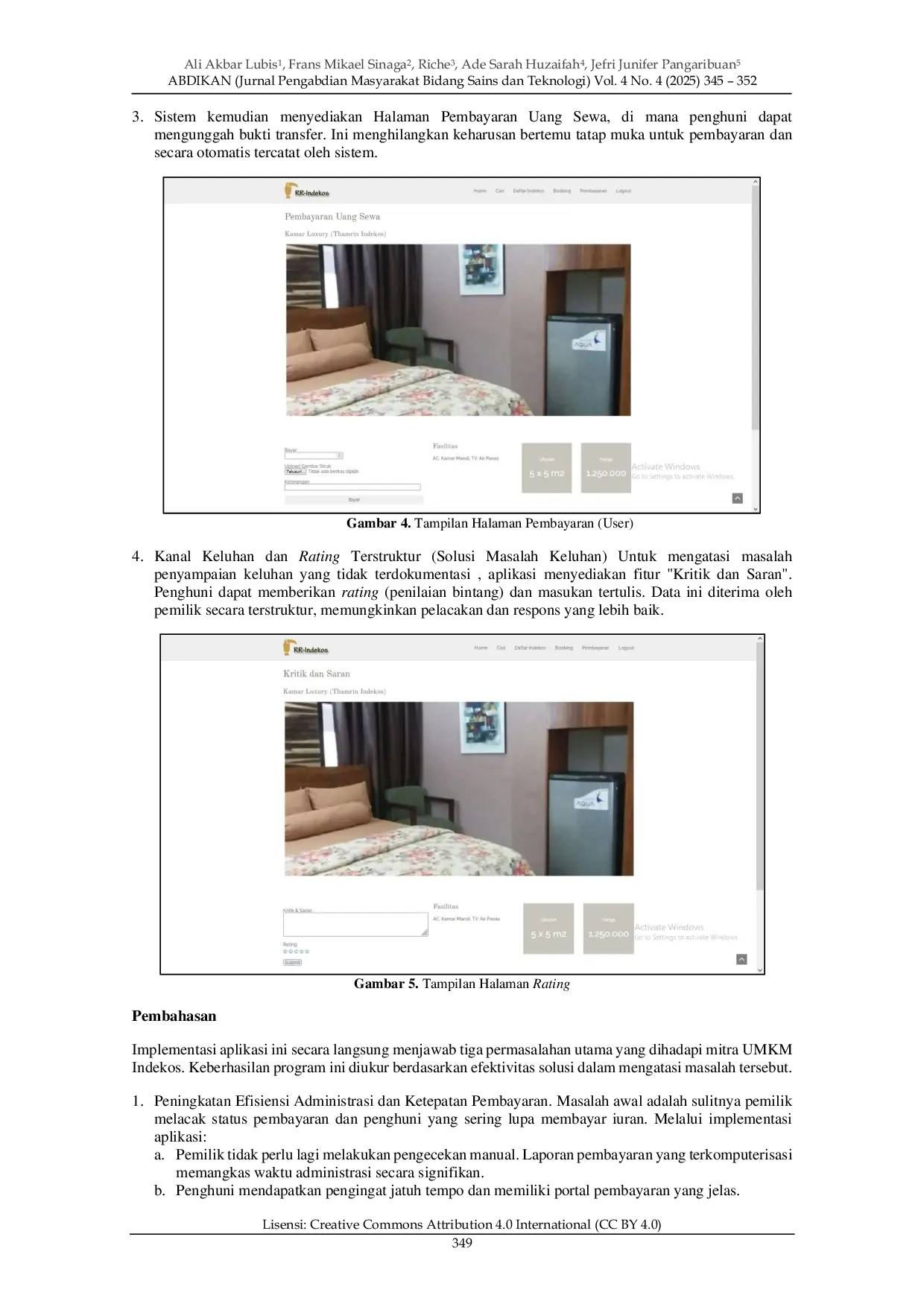 JURIS Digitalisasi Operasional UMKM Indekos Implementasi Aplikasi Manajemen Penghuni Pembayaran dan Keluhan di Kota Medan
