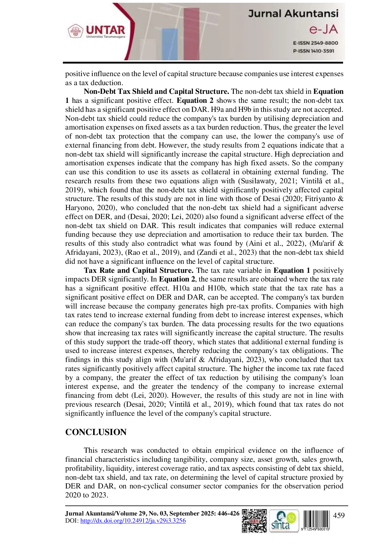 JURIS Determination of Capital Structure with the Influence of Financial Characteristics and Tax Aspects