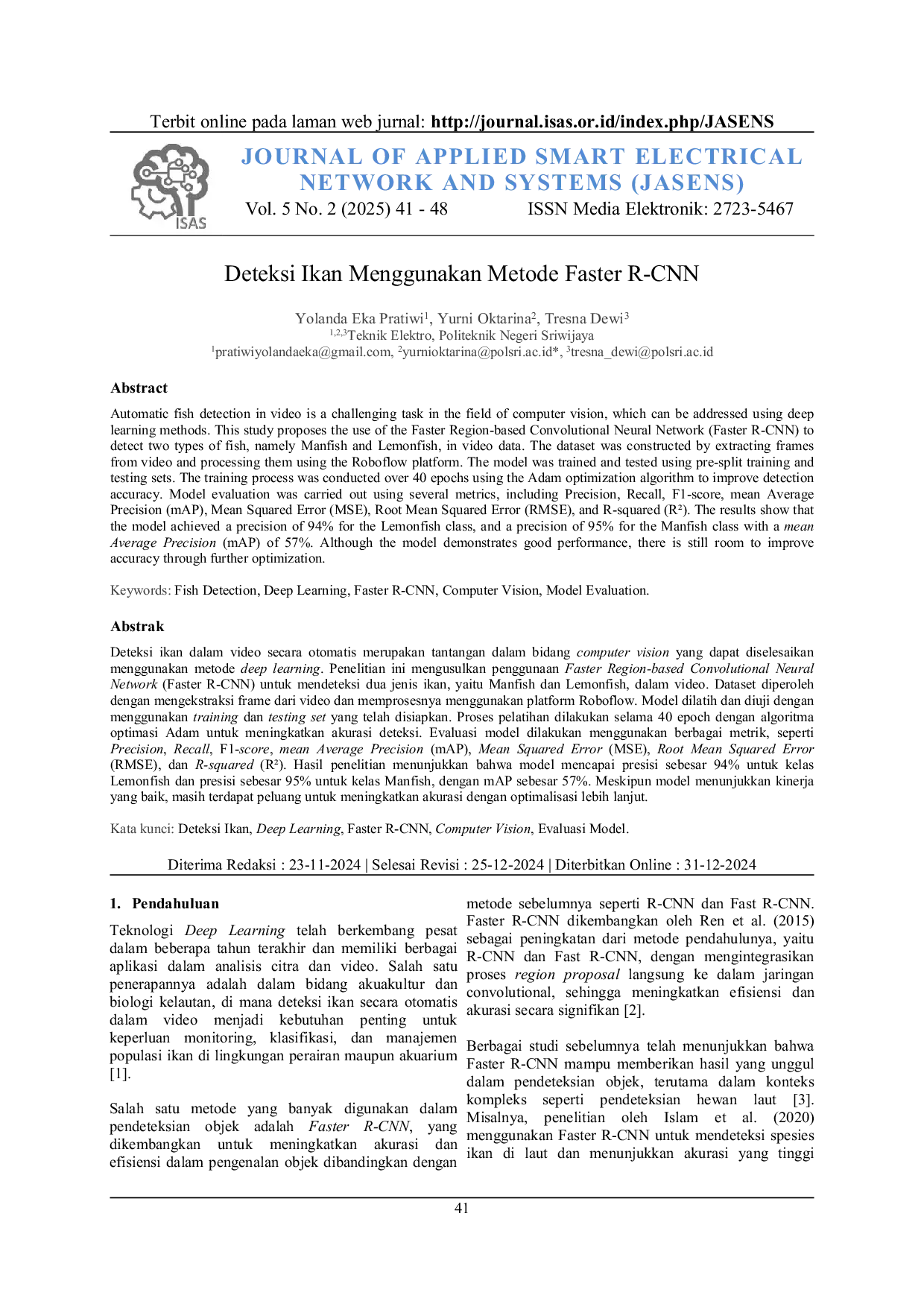 JURIS Deteksi Ikan Menggunakan MEtode Faster R CNN