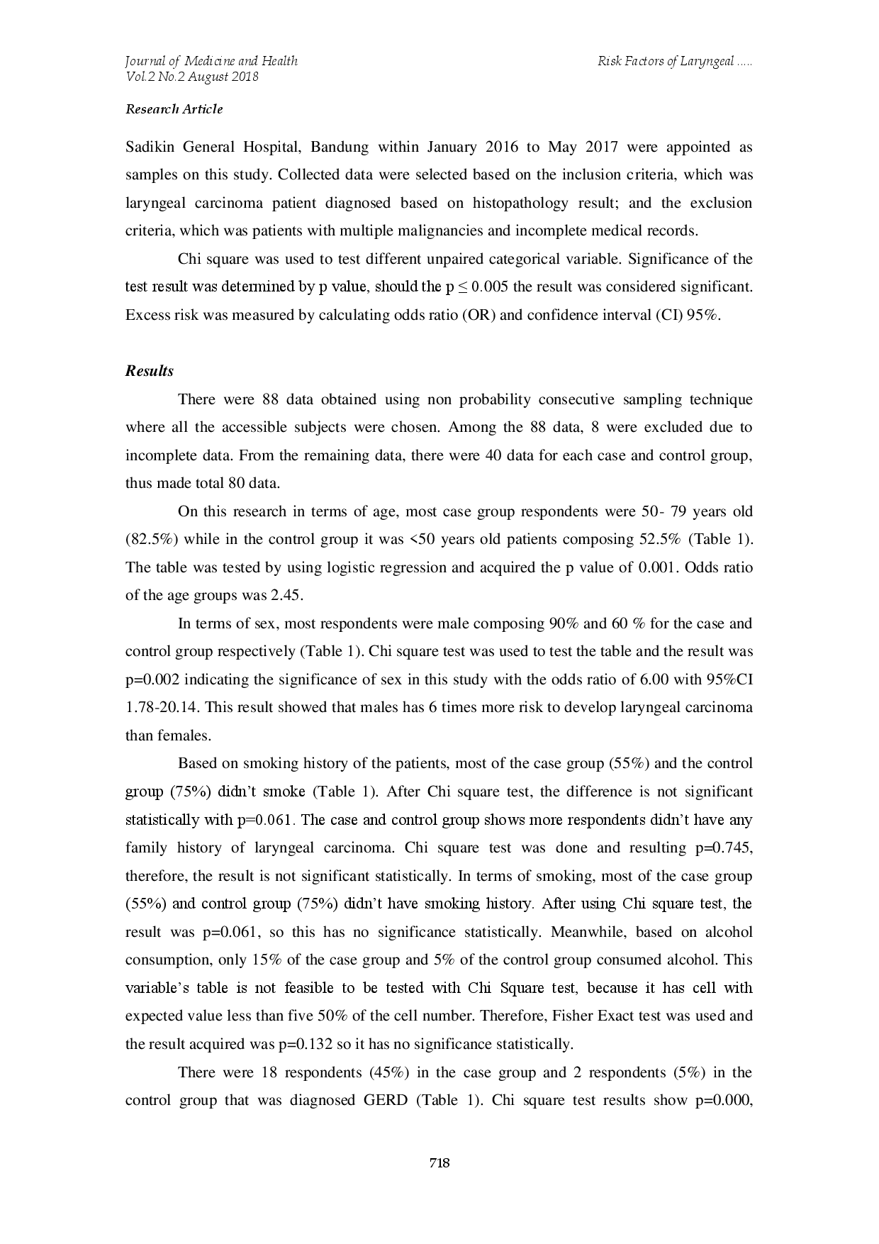 juris Risk Factors of Laryngeal Carcinoma in Otorhinolaryngology Head and Neck Division of Dr Hasan Sadikin Hospital Bandung